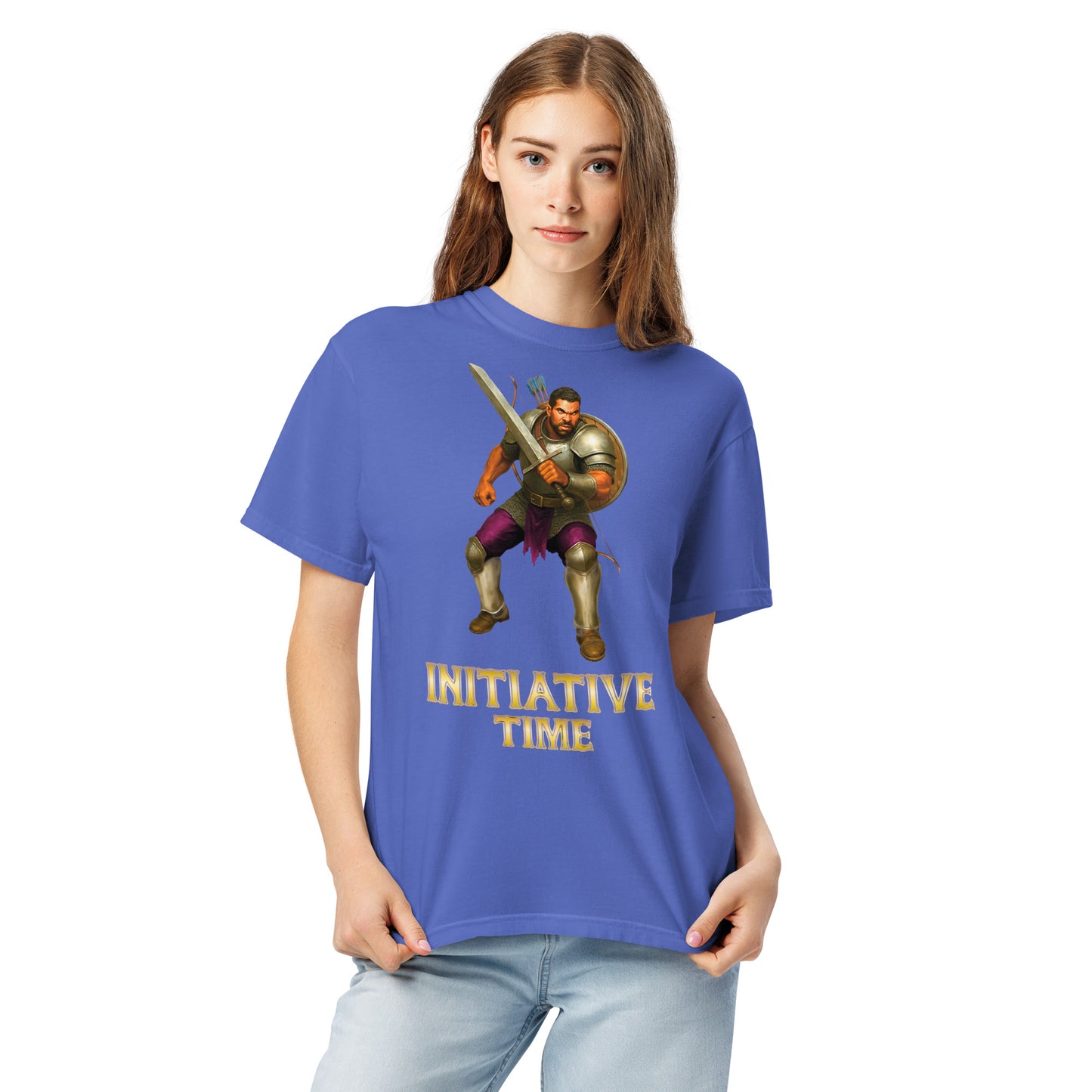 Initiative Time Human Fighter Unisex Garment-Dyed T-Shirt - DnD RPG Merchandise - Backspindle Games