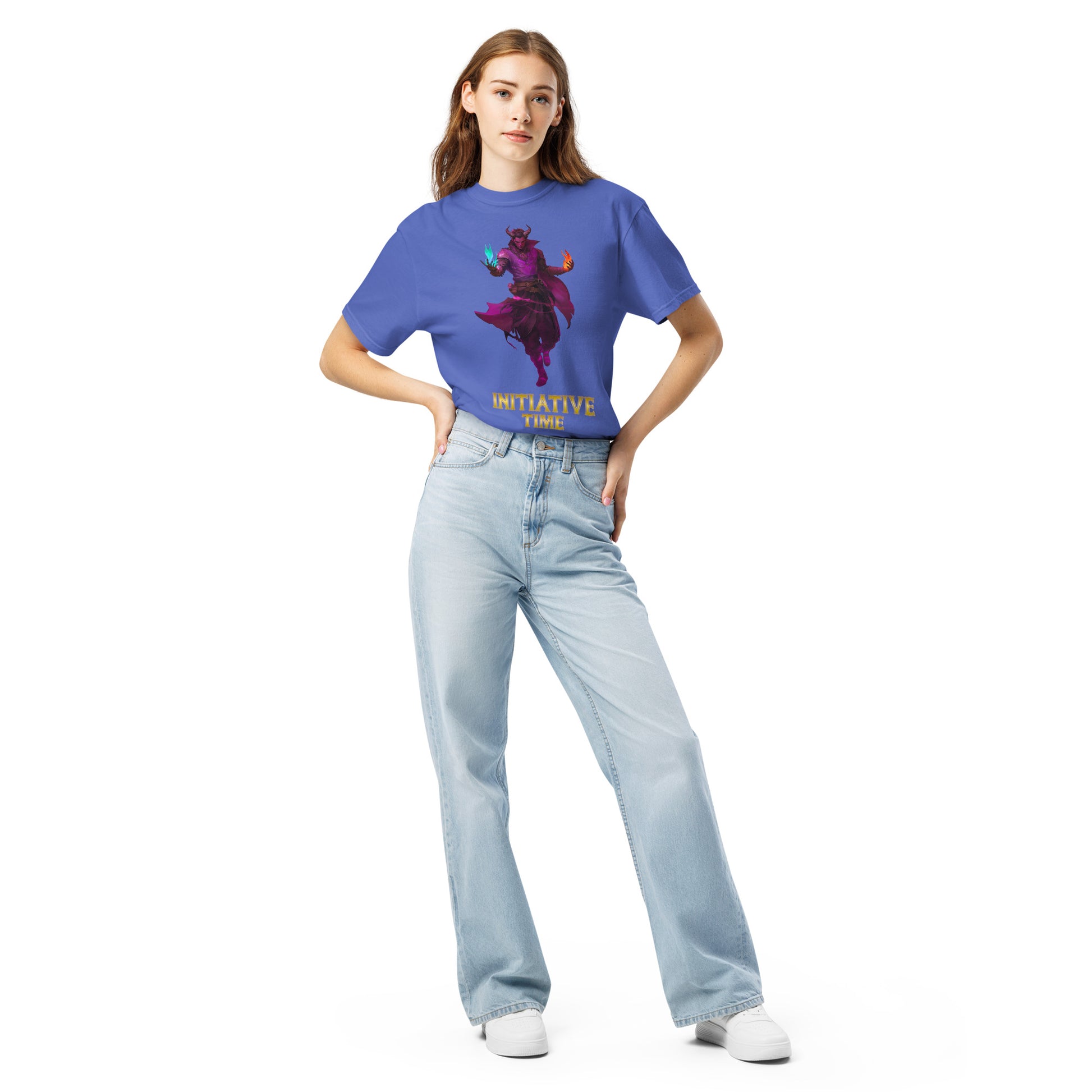 Initiative Time Human Tiefling Unisex Garment-Dyed T-Shirt - DnD RPG Merchandise - Backspindle Games