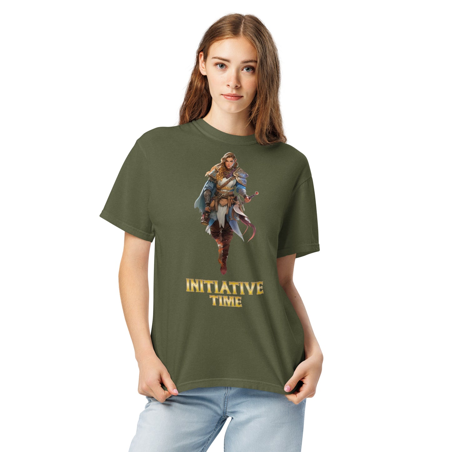 Initiative Time Elf Rogue Unisex Garment-Dyed T-Shirt - DnD RPG Merchandise - Backspindle Games