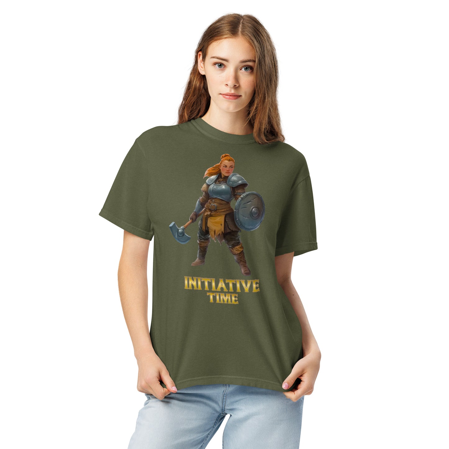 Initiative Time Dwarf Cleric Unisex Garment-Dyed T-Shirt - DnD RPG Merchandise - Backspindle Games