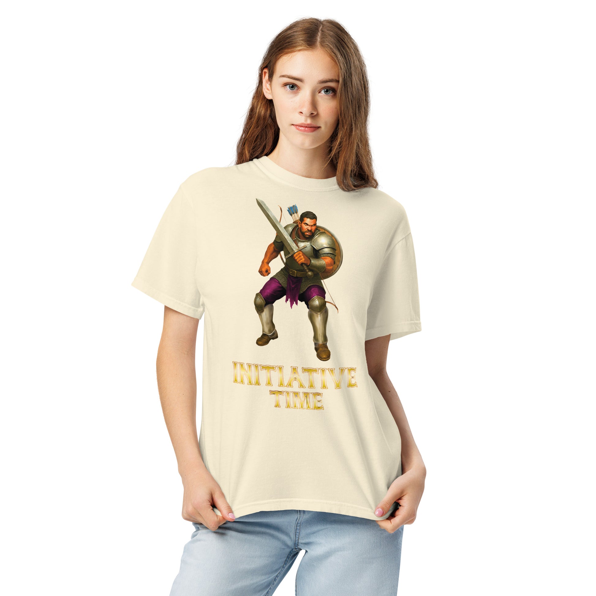 Initiative Time Human Fighter Unisex Garment-Dyed T-Shirt - DnD RPG Merchandise - Backspindle Games