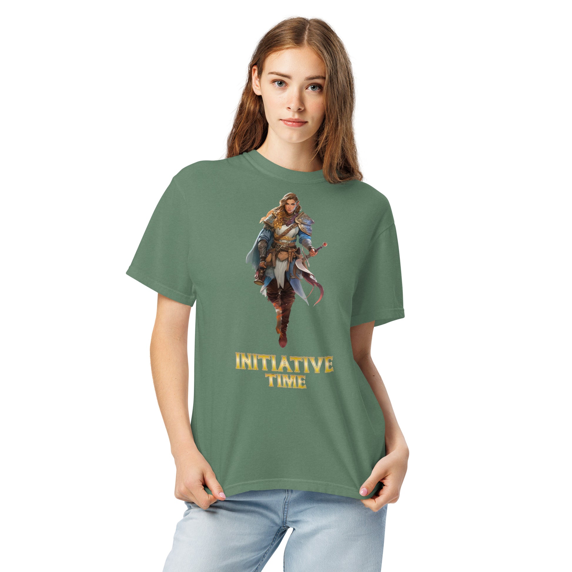 Initiative Time Elf Rogue Unisex Garment-Dyed T-Shirt - DnD RPG Merchandise - Backspindle Games