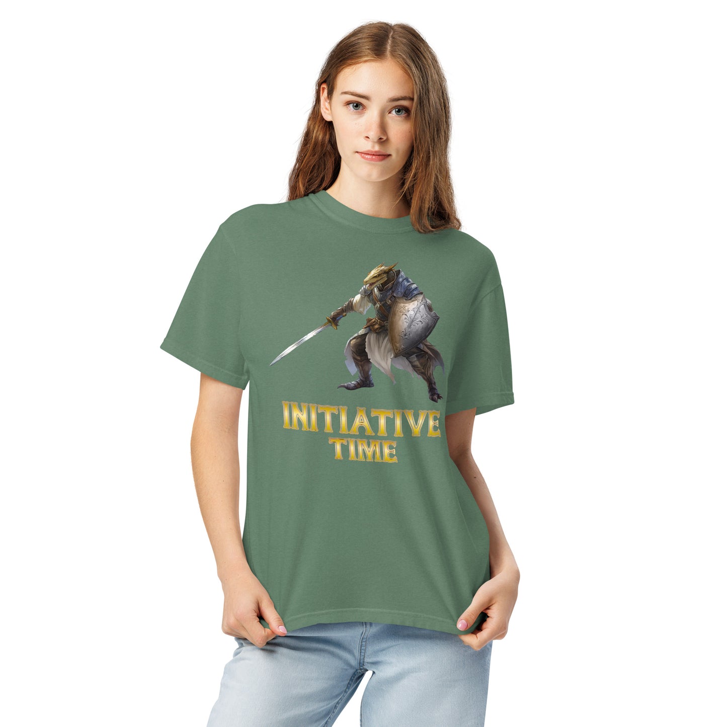 Initiative Time Dragonborn Paladin Unisex Garment-Dyed T-Shirt - DnD RPG Merchandise - Backspindle Games