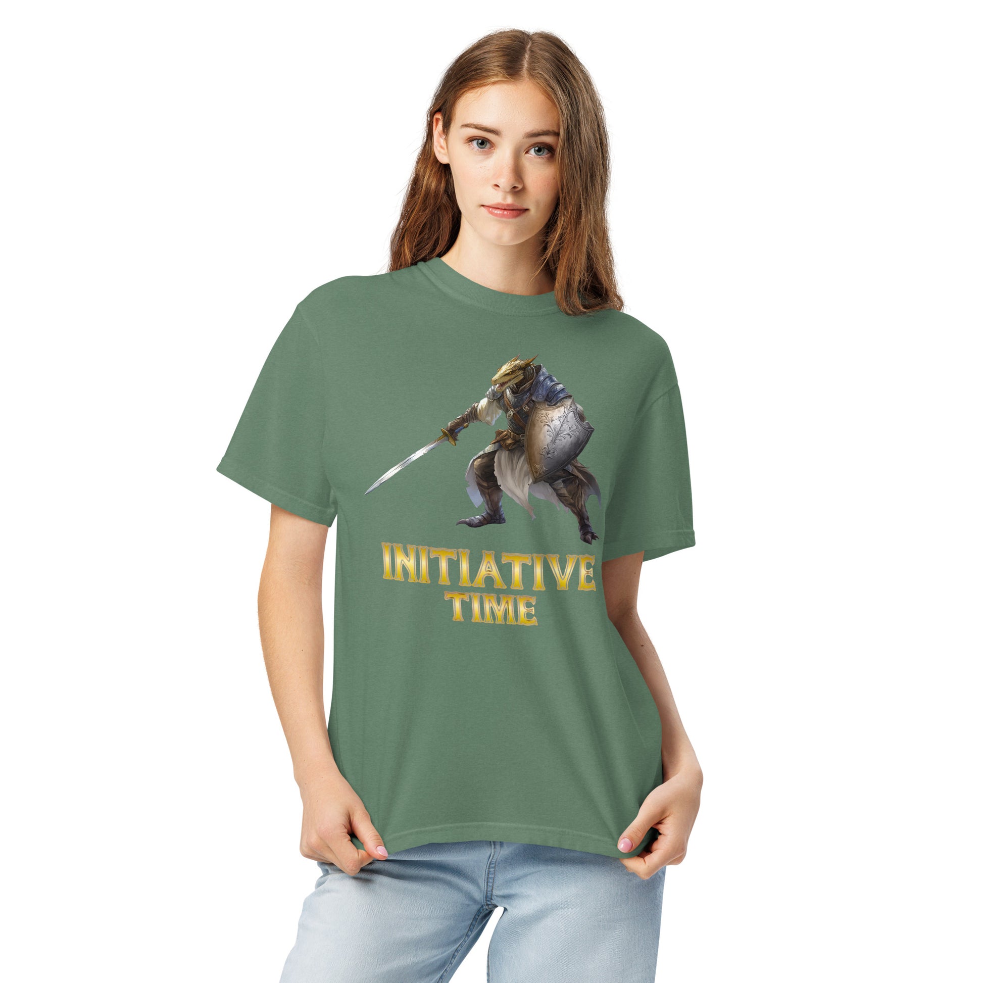 Initiative Time Dragonborn Paladin Unisex Garment-Dyed T-Shirt - DnD RPG Merchandise - Backspindle Games