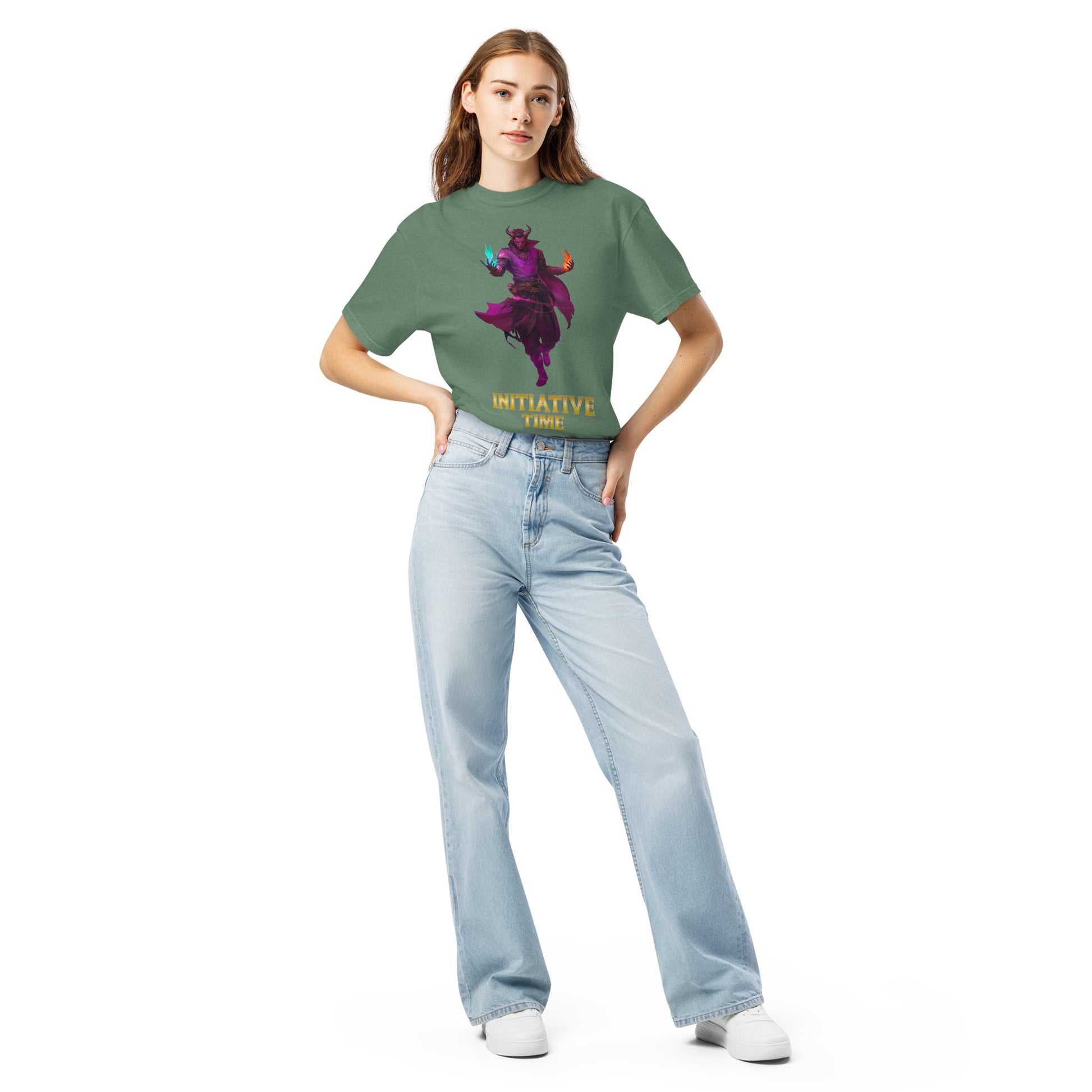 Initiative Time Human Tiefling Unisex Garment-Dyed T-Shirt - DnD RPG Merchandise - Backspindle Games