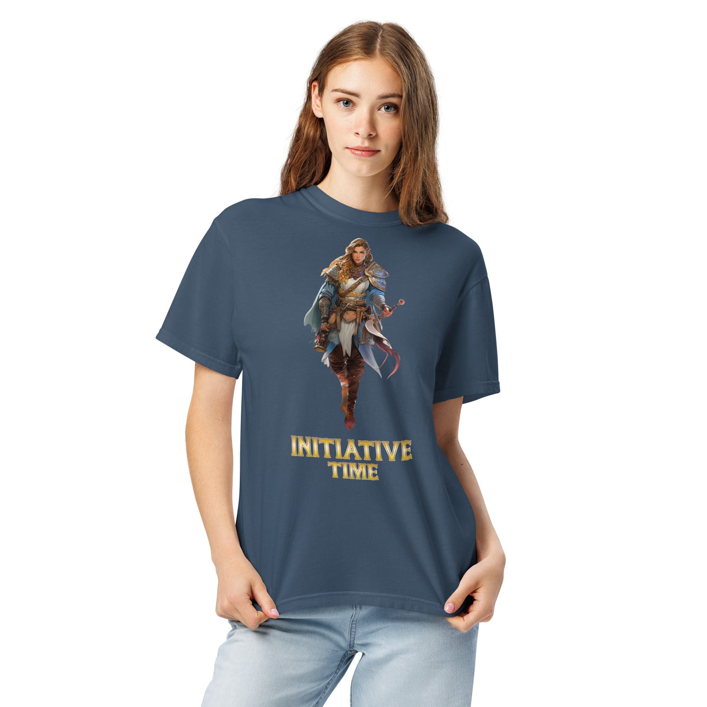 Initiative Time Elf Rogue Unisex Garment-Dyed T-Shirt - DnD RPG Merchandise - Backspindle Games