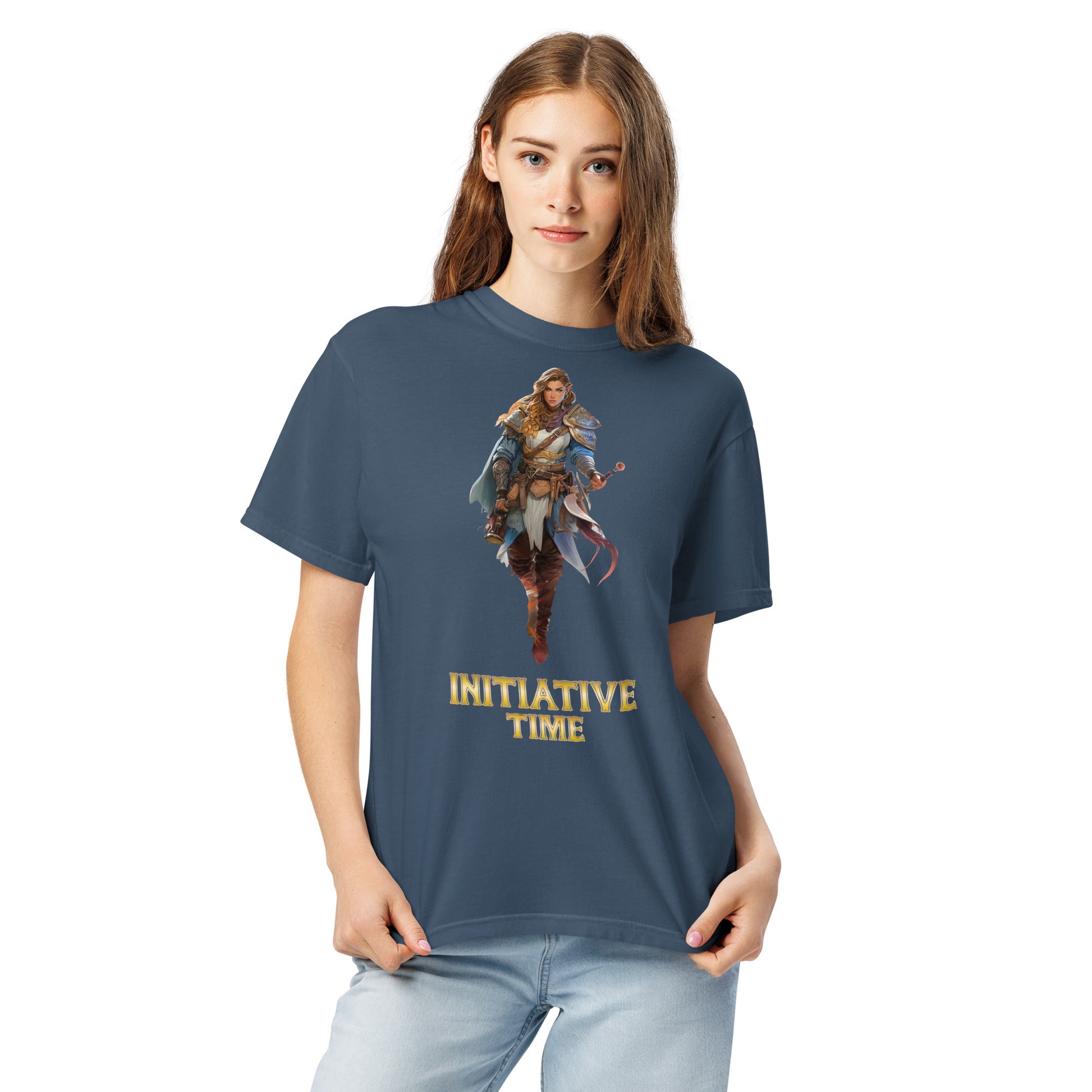 Initiative Time Elf Rogue Unisex Garment-Dyed T-Shirt - DnD RPG Merchandise - Backspindle Games
