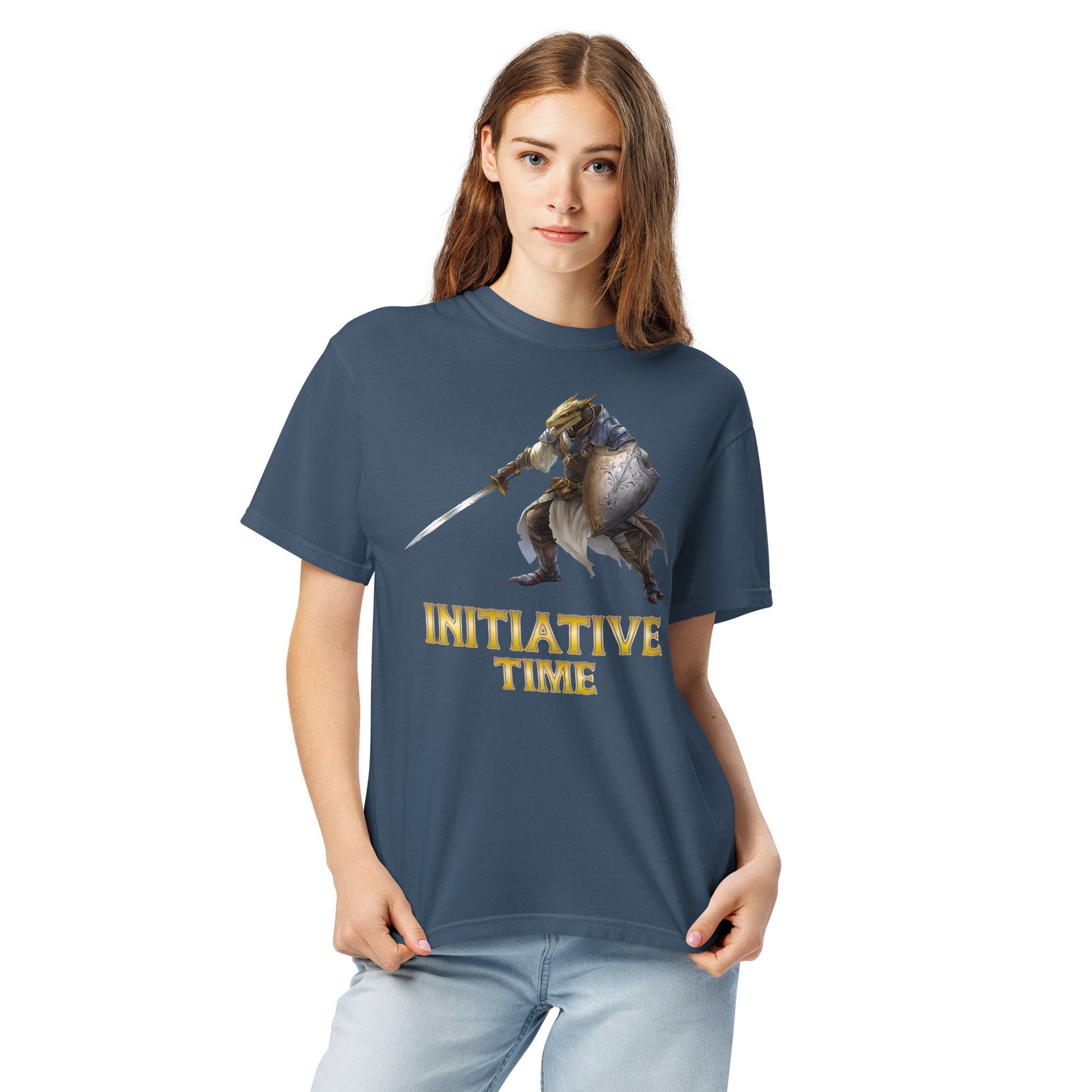 Initiative Time Dragonborn Paladin Unisex Garment-Dyed T-Shirt - DnD RPG Merchandise - Backspindle Games