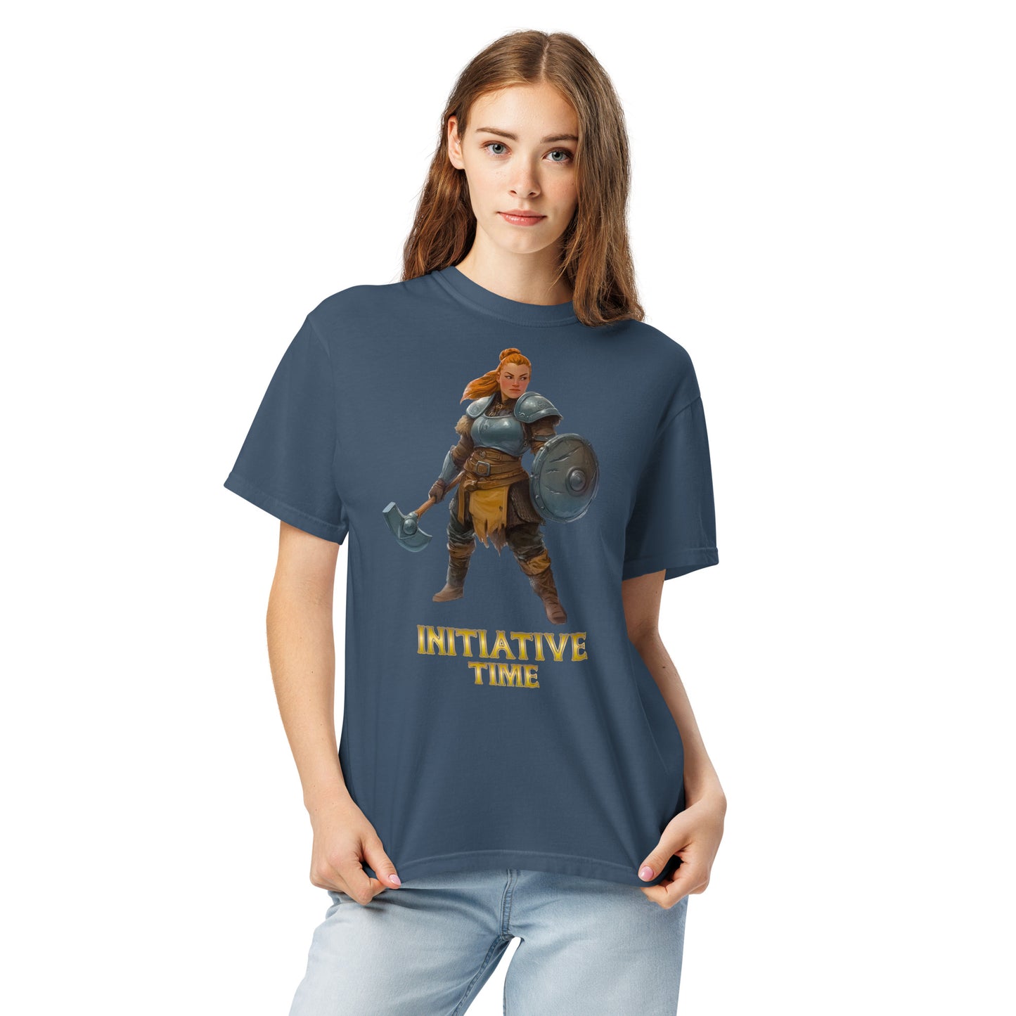 Initiative Time Dwarf Cleric Unisex Garment-Dyed T-Shirt - DnD RPG Merchandise - Backspindle Games