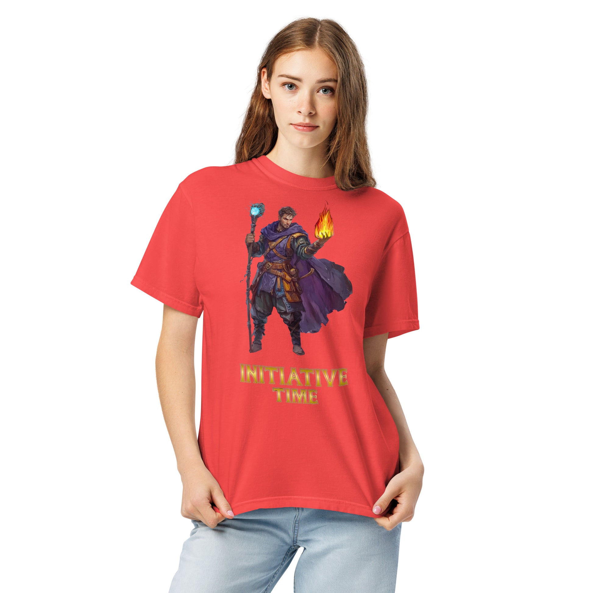 Initiative Time Human Sorcerer Unisex Garment-Dyed T-Shirt - DnD RPG Merchandise - Backspindle Games