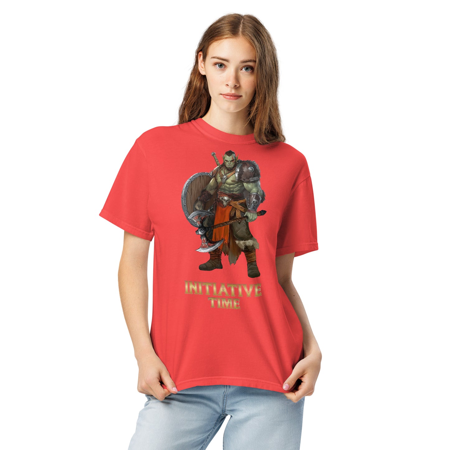 Initiative Time Orc Barbarian Unisex Garment-Dyed T-Shirt - DnD RPG Merchandise - Backspindle Games