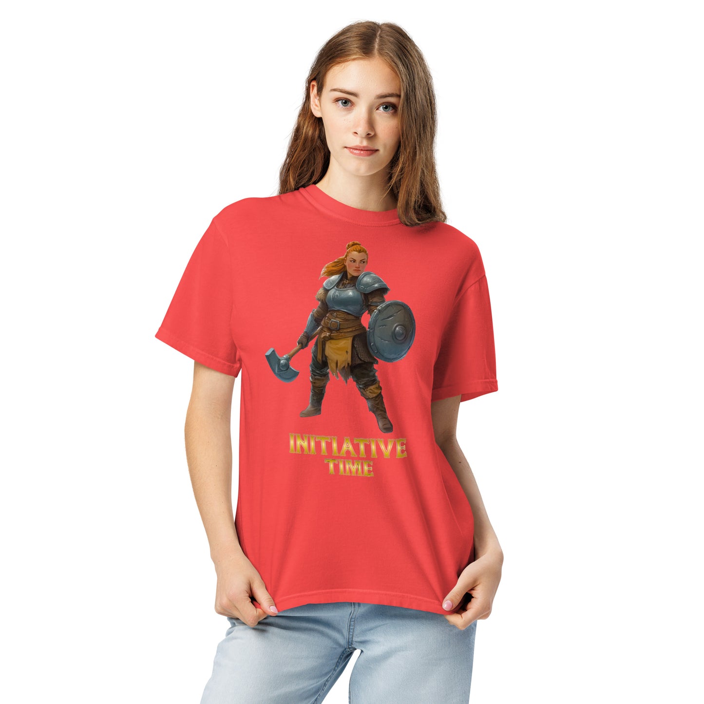 Initiative Time Dwarf Cleric Unisex Garment-Dyed T-Shirt - DnD RPG Merchandise - Backspindle Games