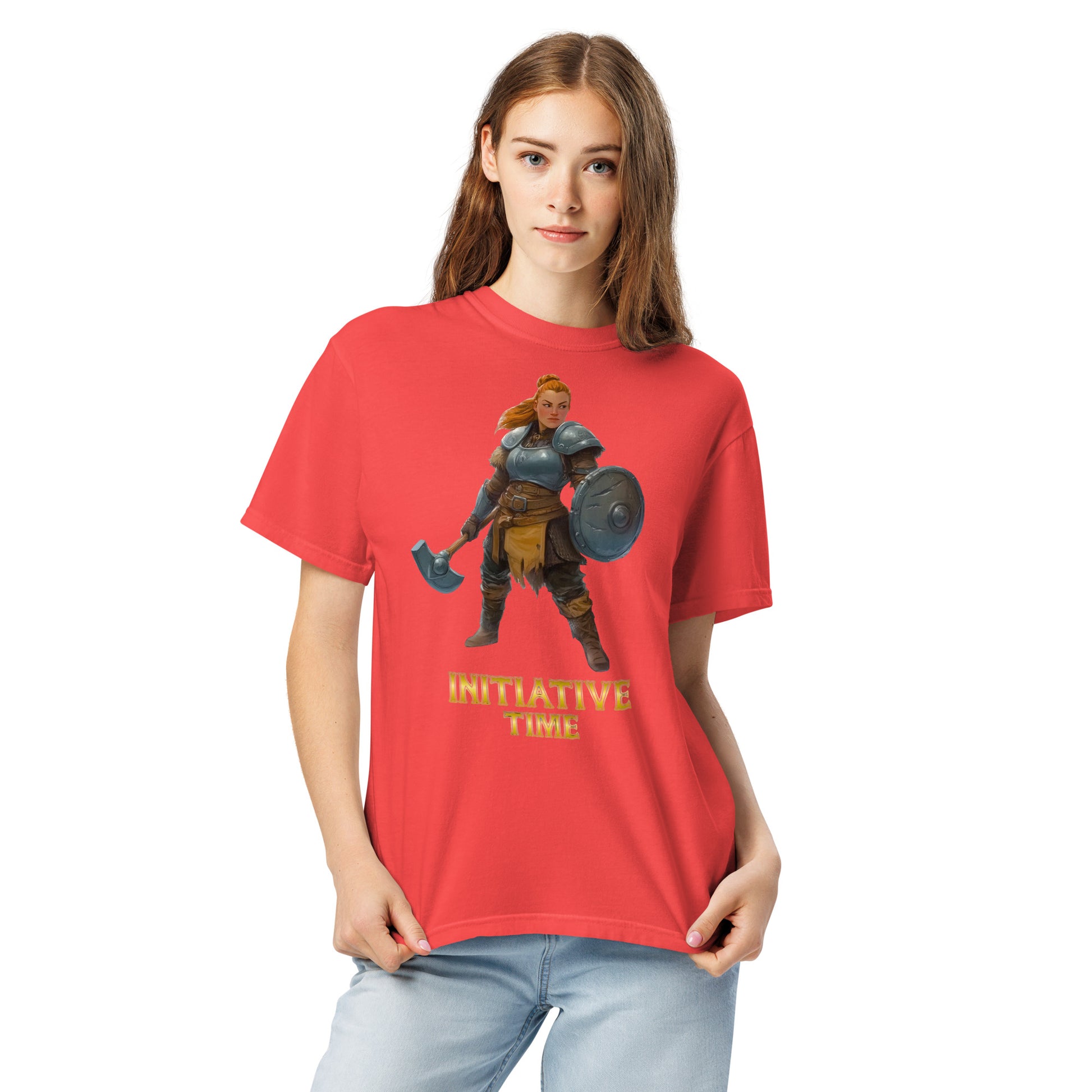 Initiative Time Dwarf Cleric Unisex Garment-Dyed T-Shirt - DnD RPG Merchandise - Backspindle Games