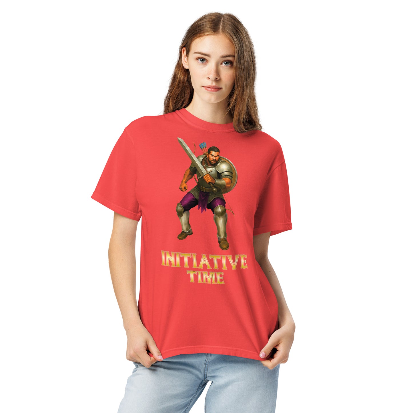 Initiative Time Human Fighter Unisex Garment-Dyed T-Shirt - DnD RPG Merchandise - Backspindle Games