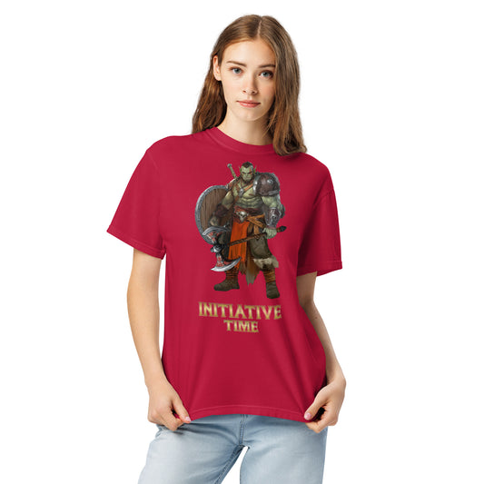 Initiative Time Orc Barbarian Unisex Garment-Dyed T-Shirt - DnD RPG Merchandise - Backspindle Games