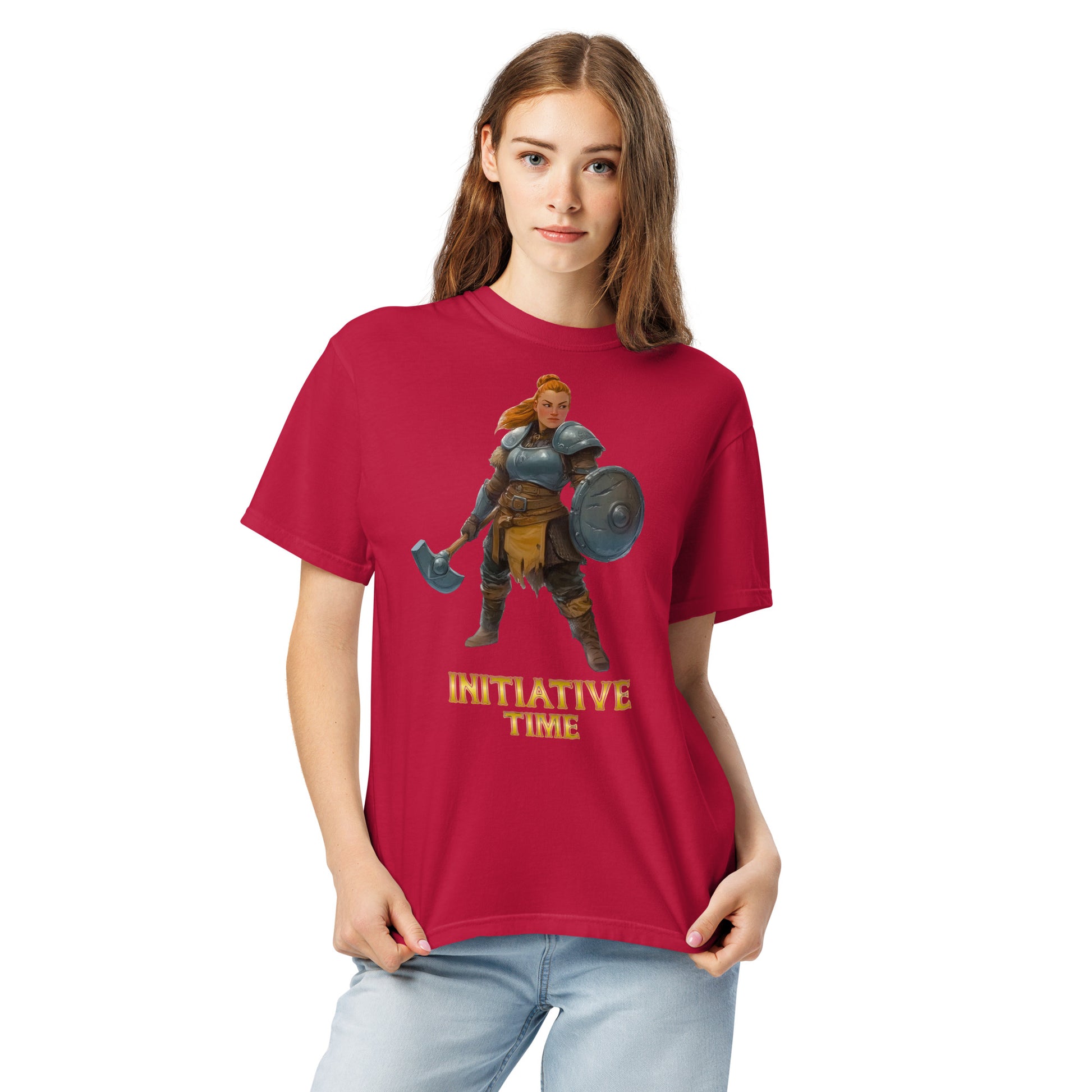 Initiative Time Dwarf Cleric Unisex Garment-Dyed T-Shirt - DnD RPG Merchandise - Backspindle Games
