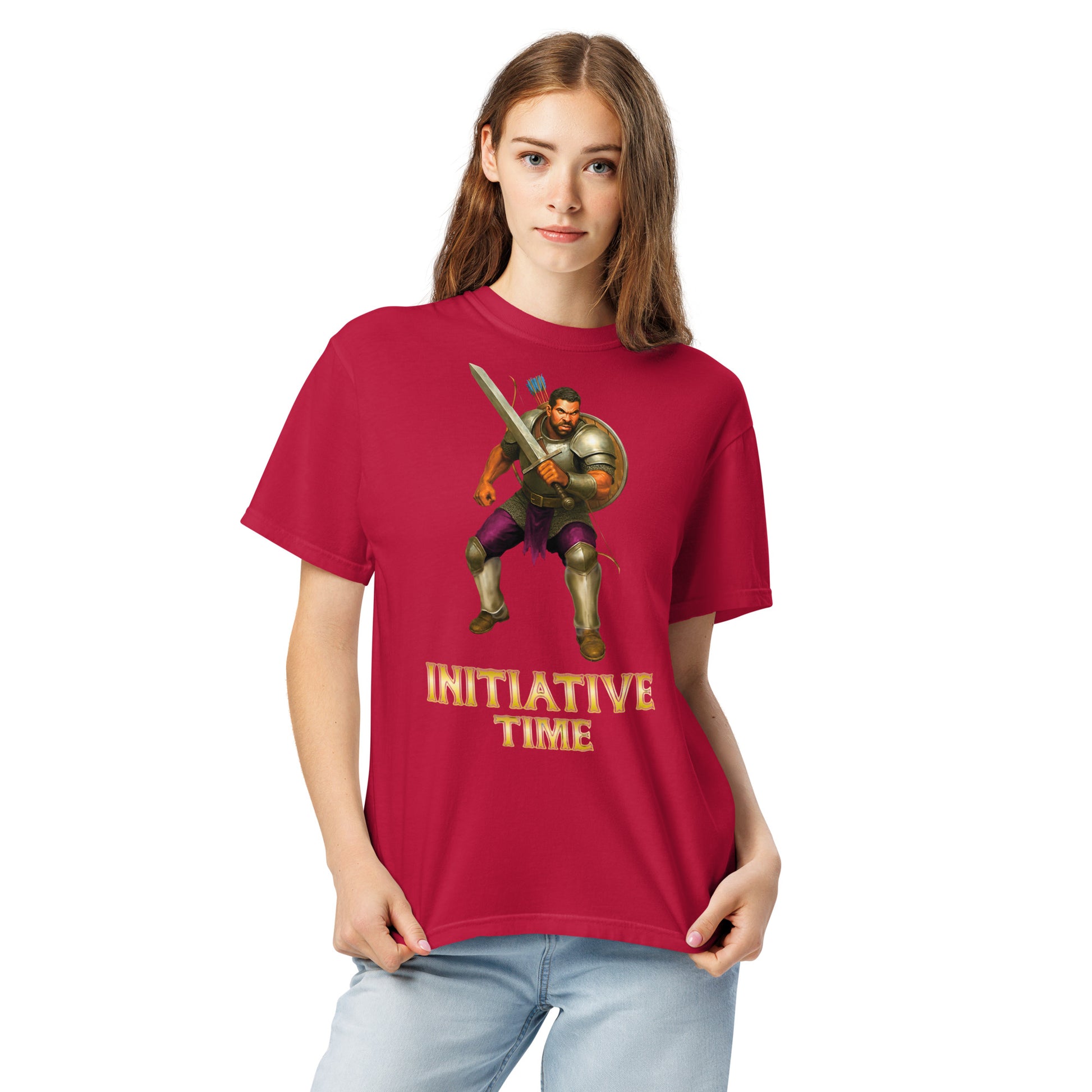 Initiative Time Human Fighter Unisex Garment-Dyed T-Shirt - DnD RPG Merchandise - Backspindle Games