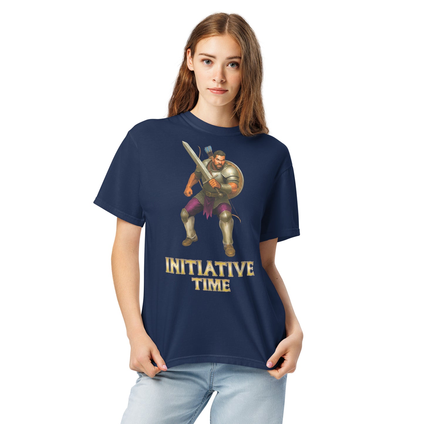Initiative Time Human Fighter Unisex Garment-Dyed T-Shirt - DnD RPG Merchandise - Backspindle Games