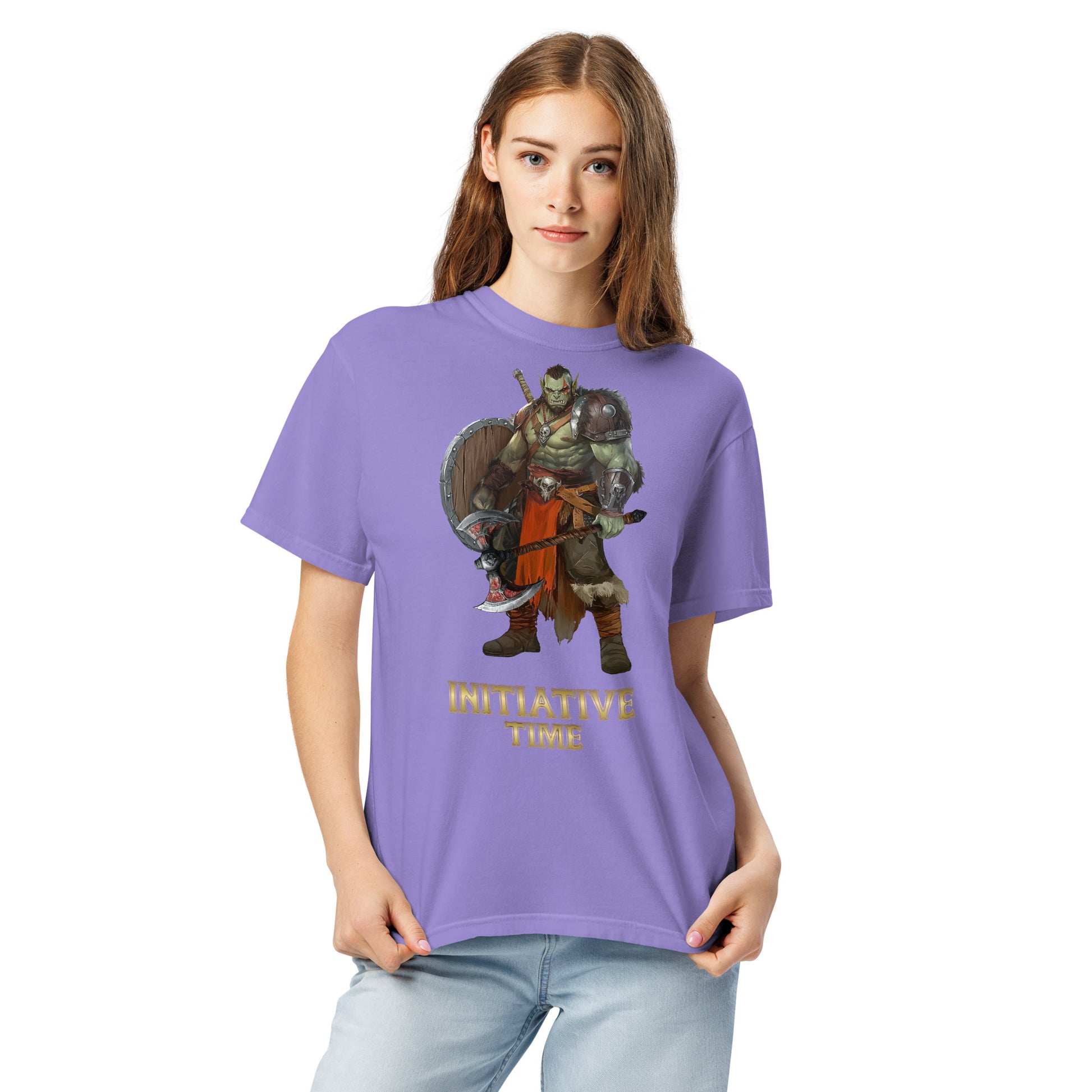 Initiative Time Orc Barbarian Unisex Garment-Dyed T-Shirt - DnD RPG Merchandise - Backspindle Games