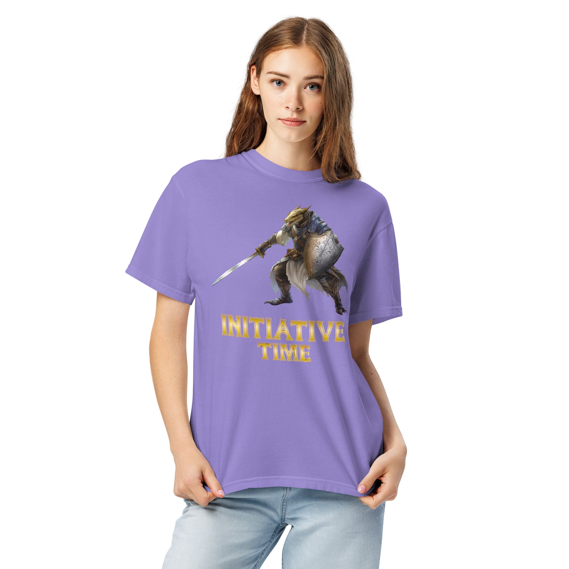 Initiative Time Dragonborn Paladin Unisex Garment-Dyed T-Shirt - DnD RPG Merchandise - Backspindle Games
