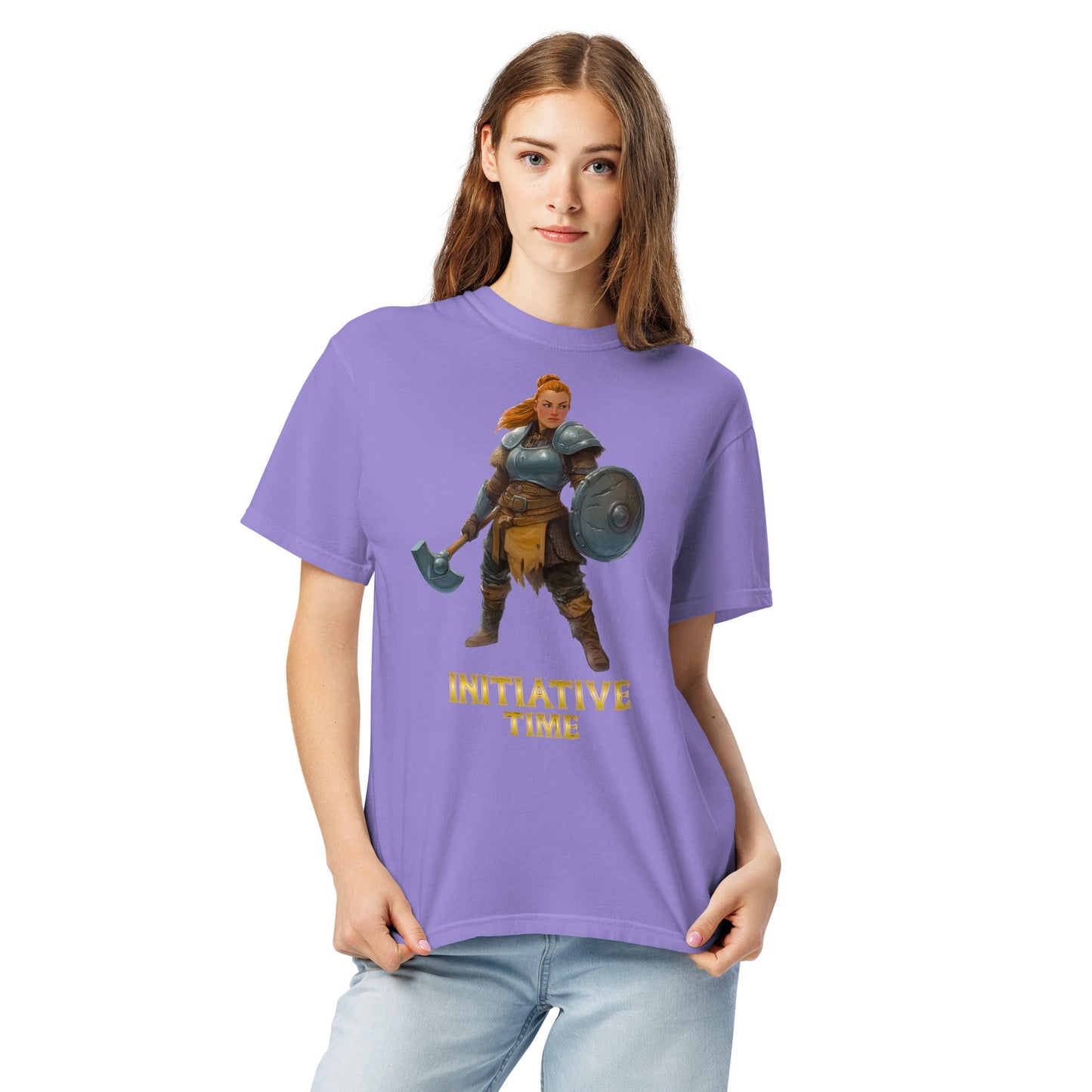 Initiative Time Dwarf Cleric Unisex Garment-Dyed T-Shirt - DnD RPG Merchandise - Backspindle Games