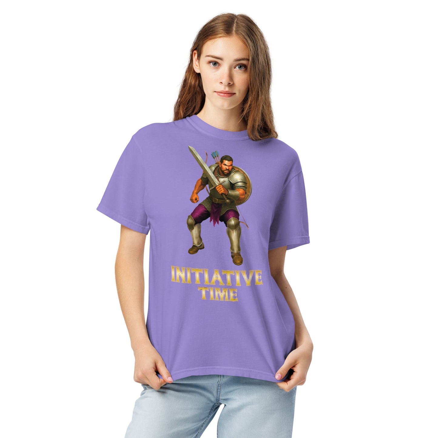 Initiative Time Human Fighter Unisex Garment-Dyed T-Shirt - DnD RPG Merchandise - Backspindle Games