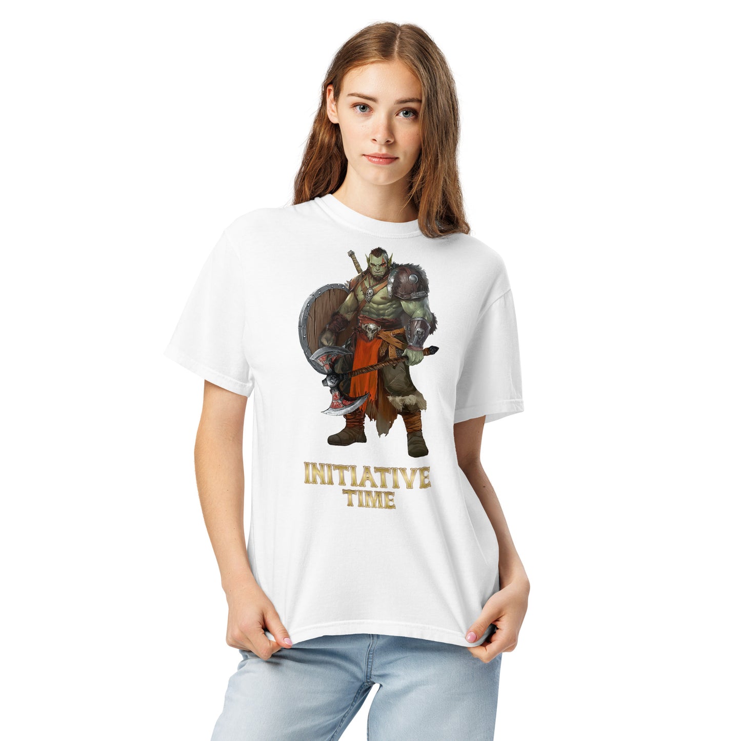Initiative Time Orc Barbarian Unisex Garment-Dyed T-Shirt - DnD RPG Merchandise - Backspindle Games