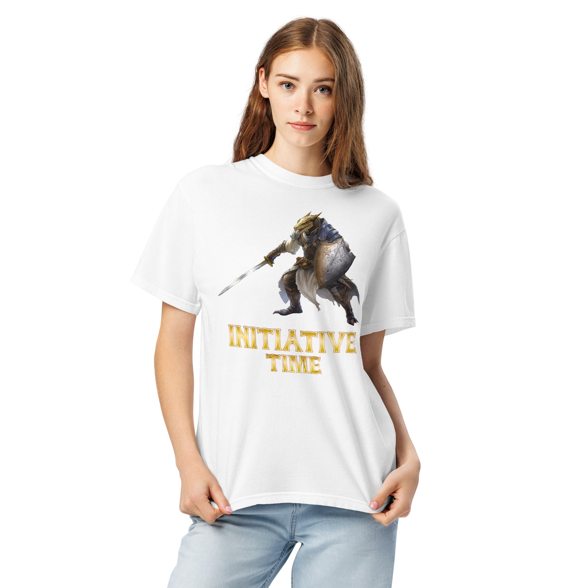 Initiative Time Dragonborn Paladin Unisex Garment-Dyed T-Shirt - DnD RPG Merchandise - Backspindle Games