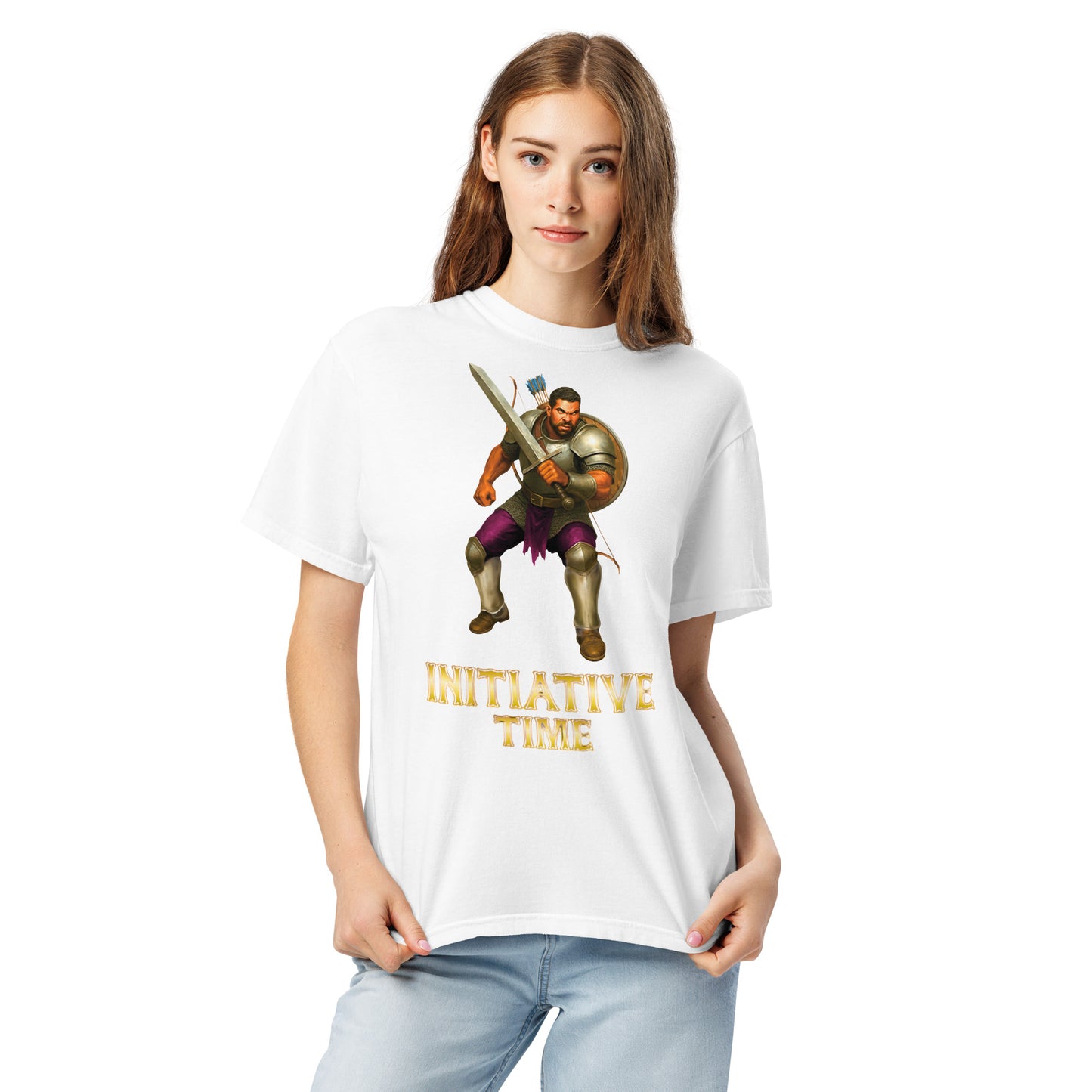 Initiative Time Human Fighter Unisex Garment-Dyed T-Shirt - DnD RPG Merchandise - Backspindle Games