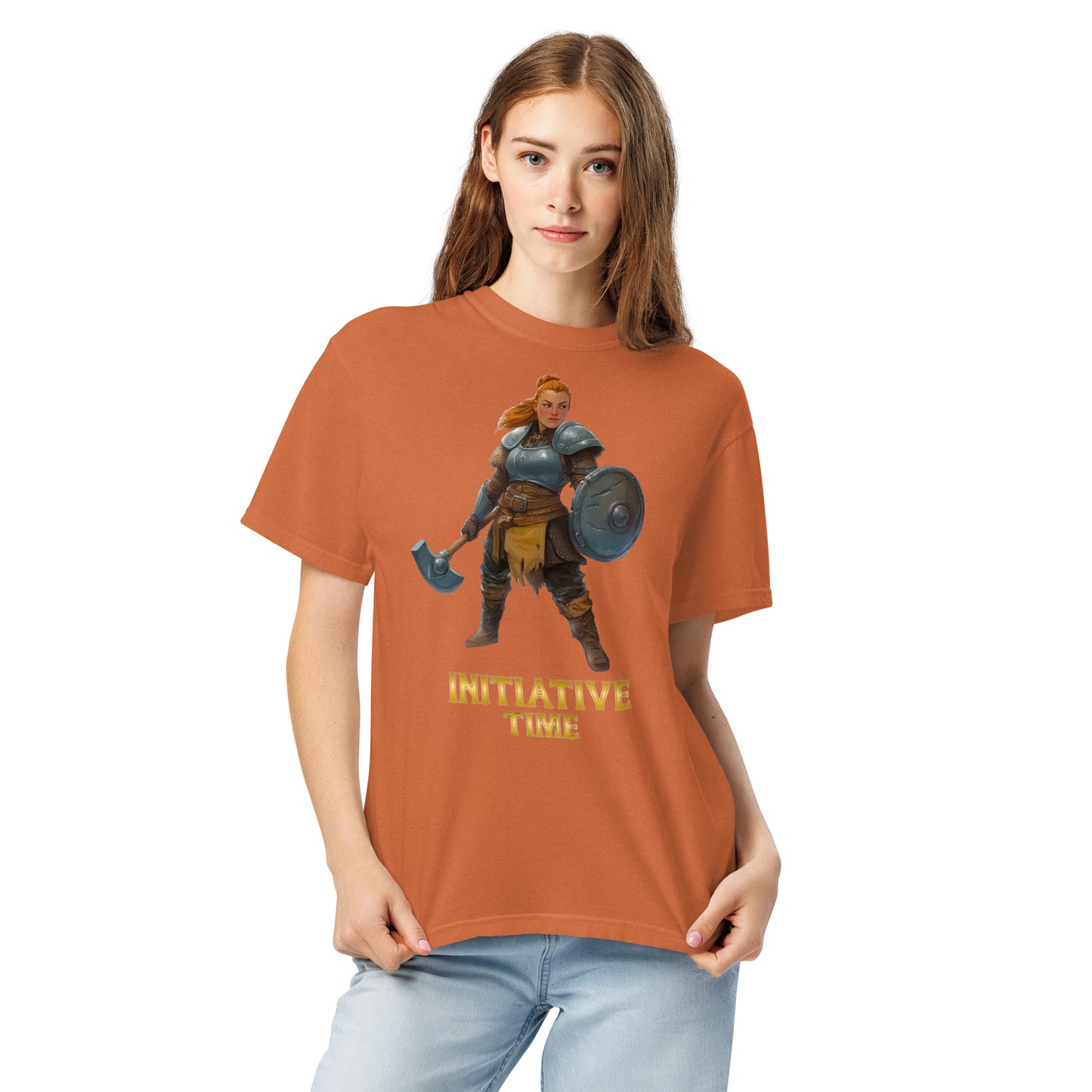 Initiative Time Dwarf Cleric Unisex Garment-Dyed T-Shirt - DnD RPG Merchandise - Backspindle Games