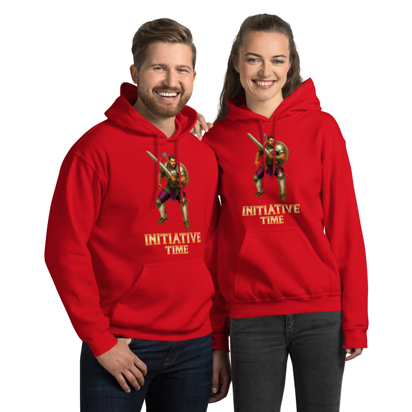 Initiative Time Human Fighter Hoodie - DnD RPG Merchandise - Backspindle Games