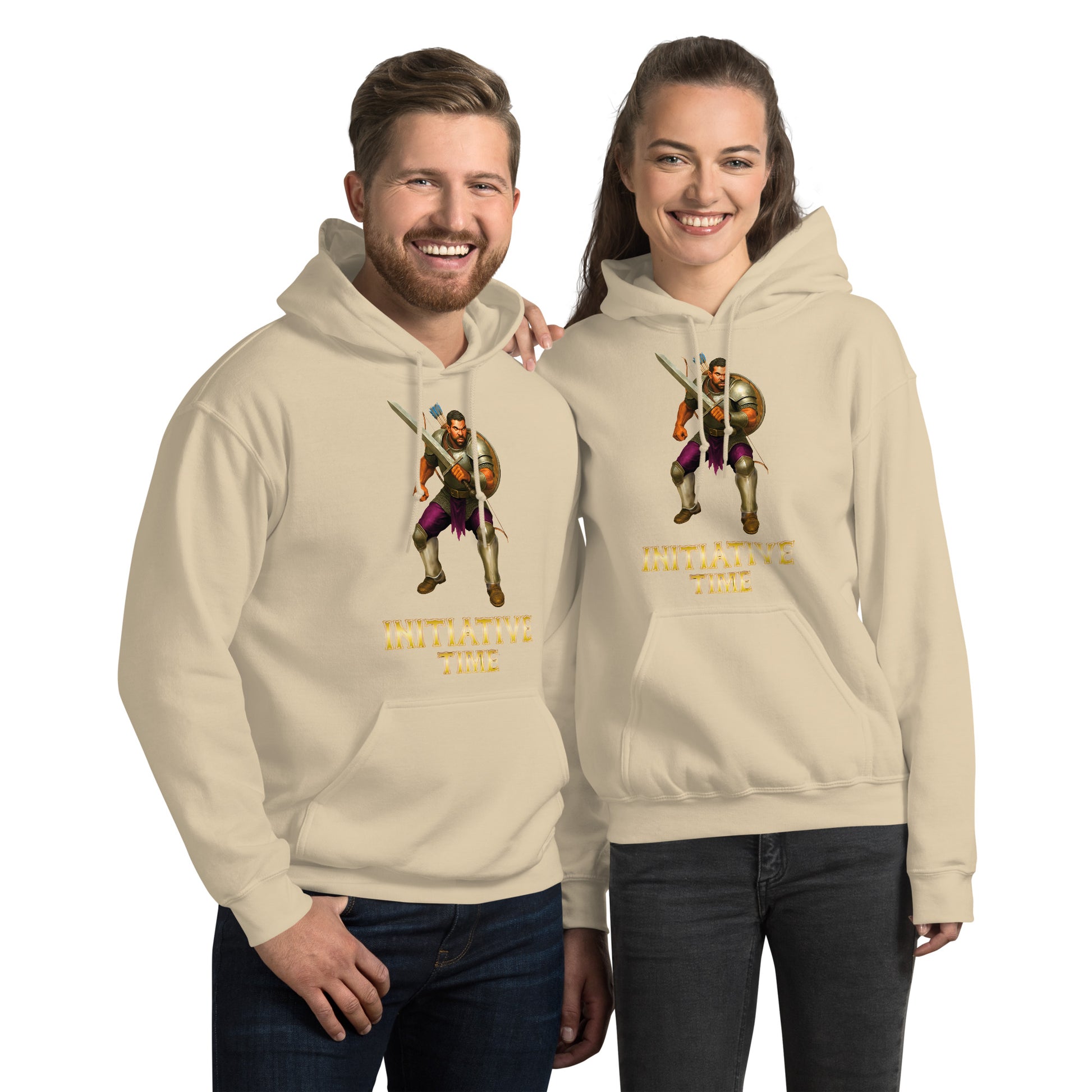 Initiative Time Human Fighter Hoodie - DnD RPG Merchandise - Backspindle Games