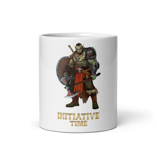 Initiative Time Orc Barbarian White Glossy Mug - DnD RPG Merchandise - Backspindle Games