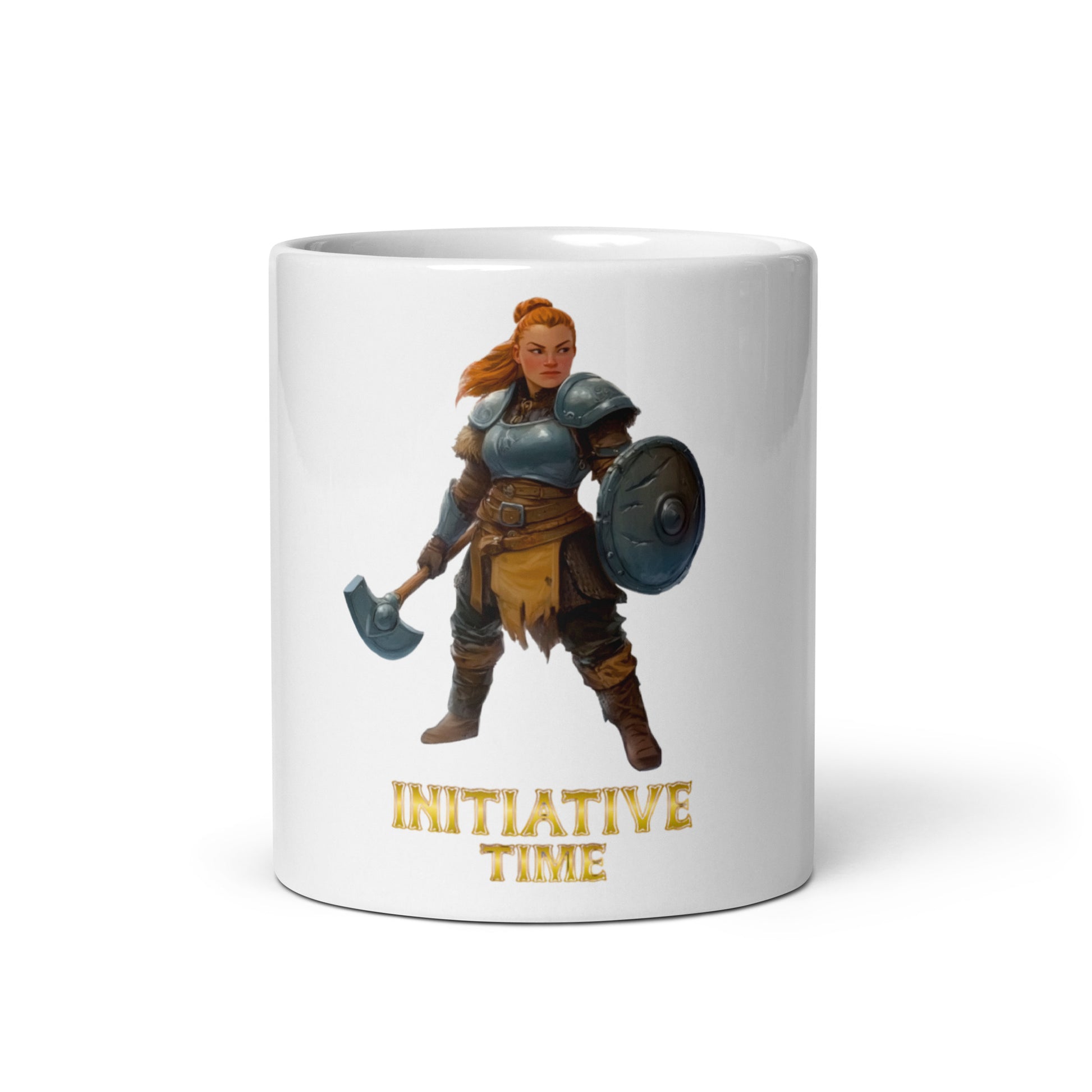 Initiative Time Dwarf Cleric White Glossy Mug - DnD RPG Merchandise - Backspindle Games