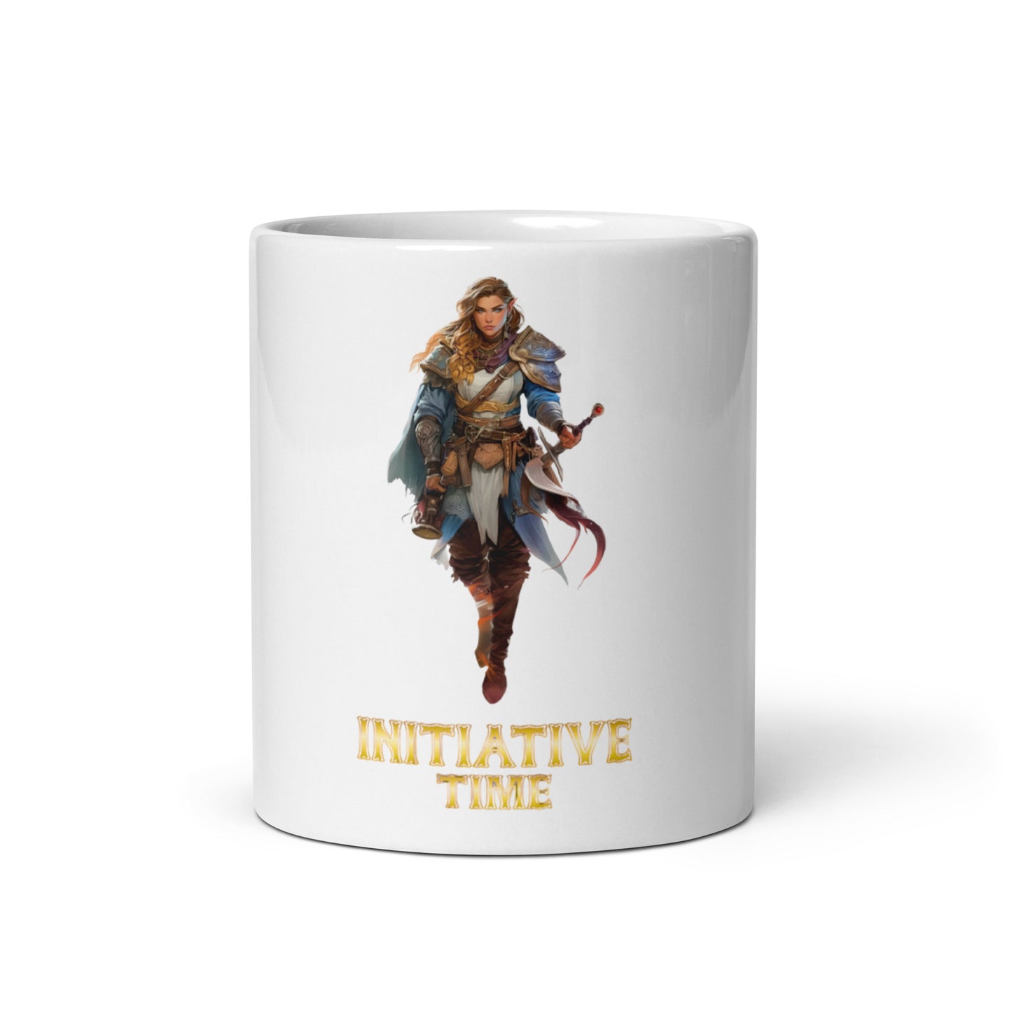 Initiative Time Elf Rogue White Glossy Mug - DnD RPG Merchandise - Backspindle Games