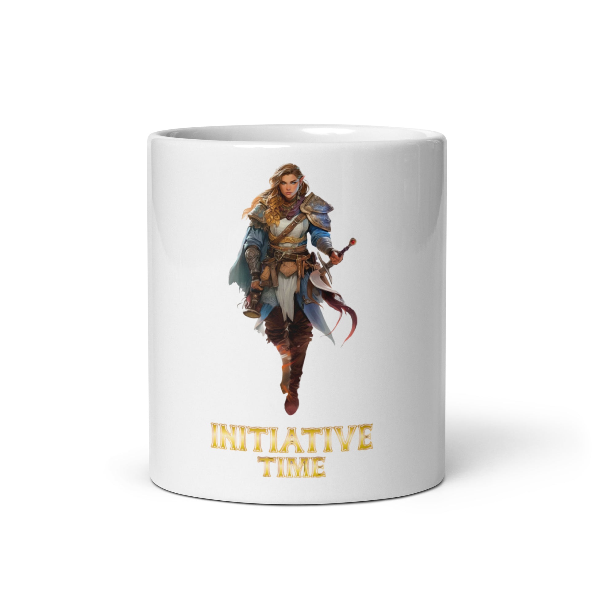 Initiative Time Elf Rogue White Glossy Mug - DnD RPG Merchandise - Backspindle Games