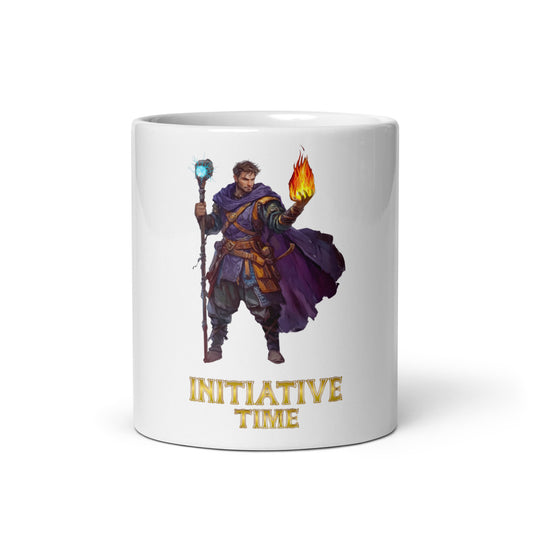 Initiative Time Sorcerer White Glossy Mug - DnD RPG Merchandise - Backspindle Games