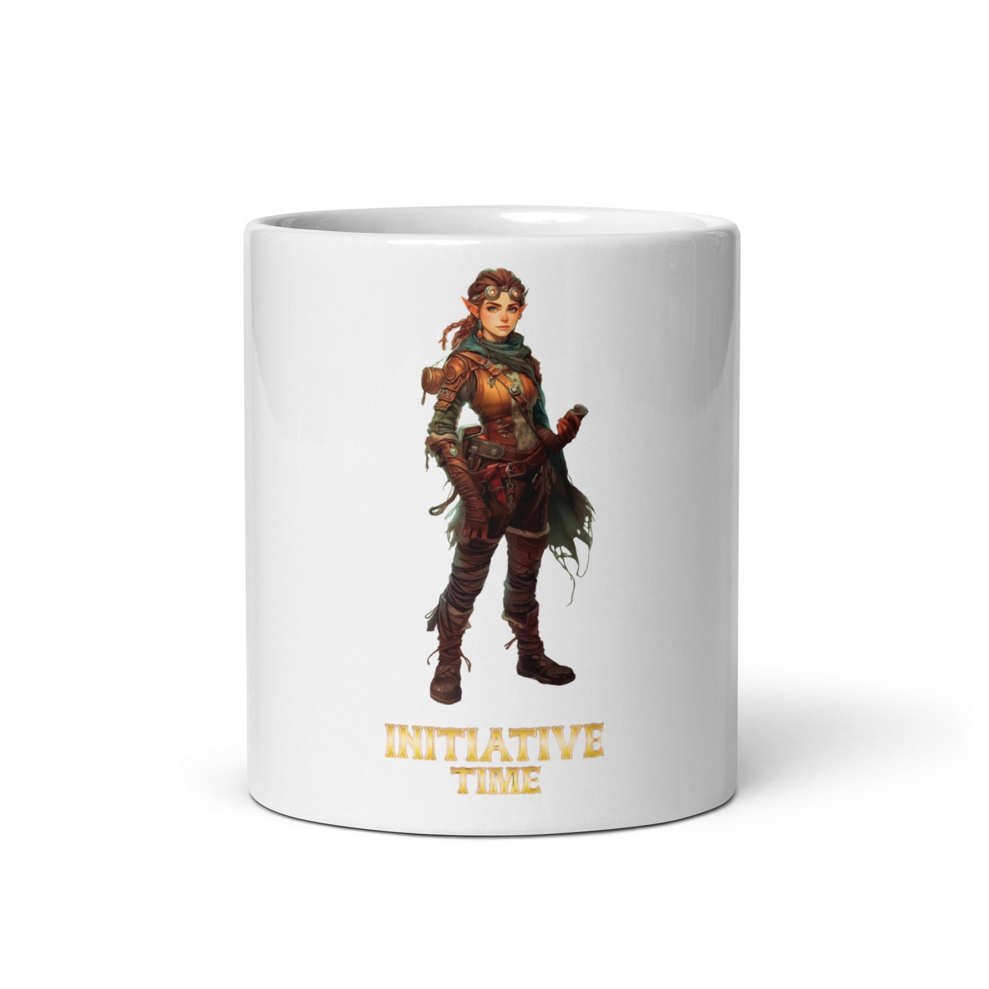 Initiative Time Gnome Artificer White Glossy Mug - DnD RPG Merchandise - Backspindle Games