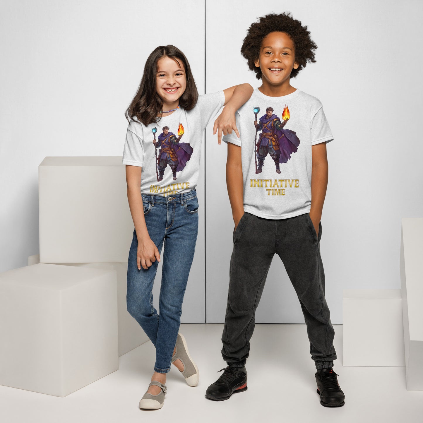 Initiative Time Human Sorcerer Youth T-Shirt - DnD RPG Merchandise - Backspindle Games
