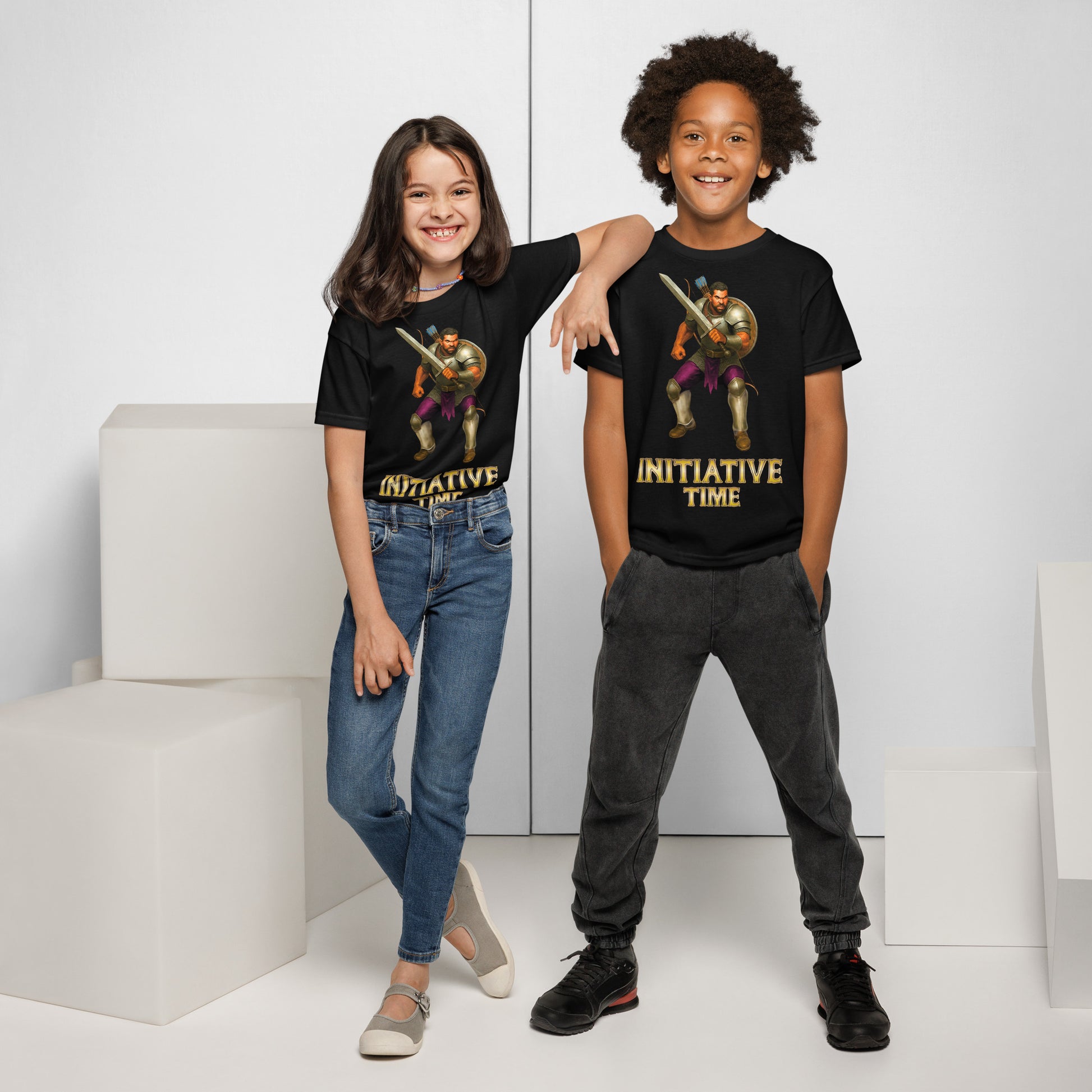 Initiative Time Human Fighter Youth T-Shirt - DnD RPG Merchandise - Backspindle Games