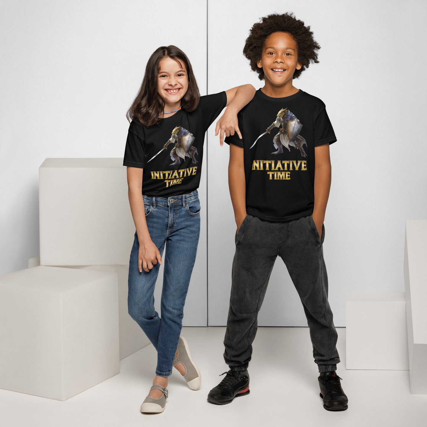 Initiative Time Dragonborn Paladin Youth T-Shirt - DnD RPG Merchandise - Backspindle Games
