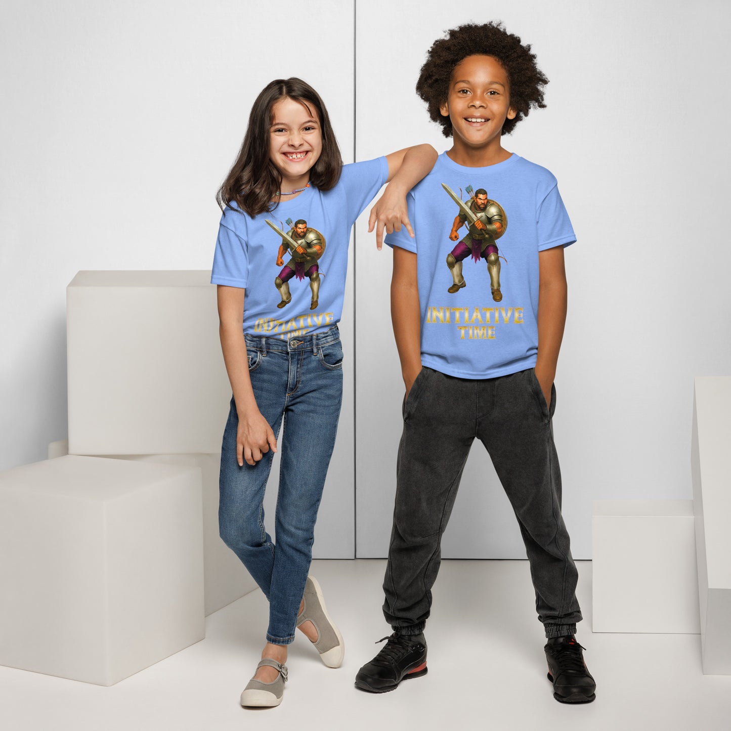 Initiative Time Human Fighter Youth T-Shirt - DnD RPG Merchandise - Backspindle Games