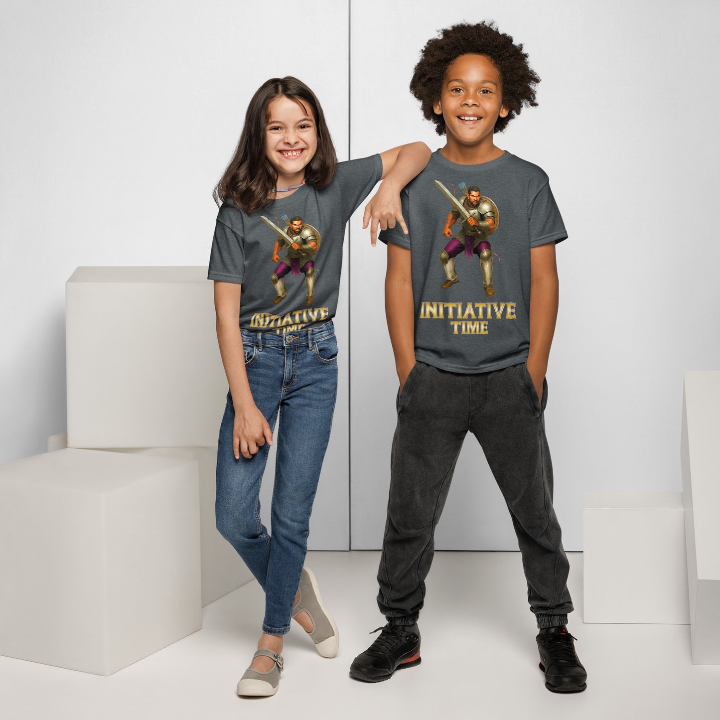 Initiative Time Human Fighter Youth T-Shirt - DnD RPG Merchandise - Backspindle Games