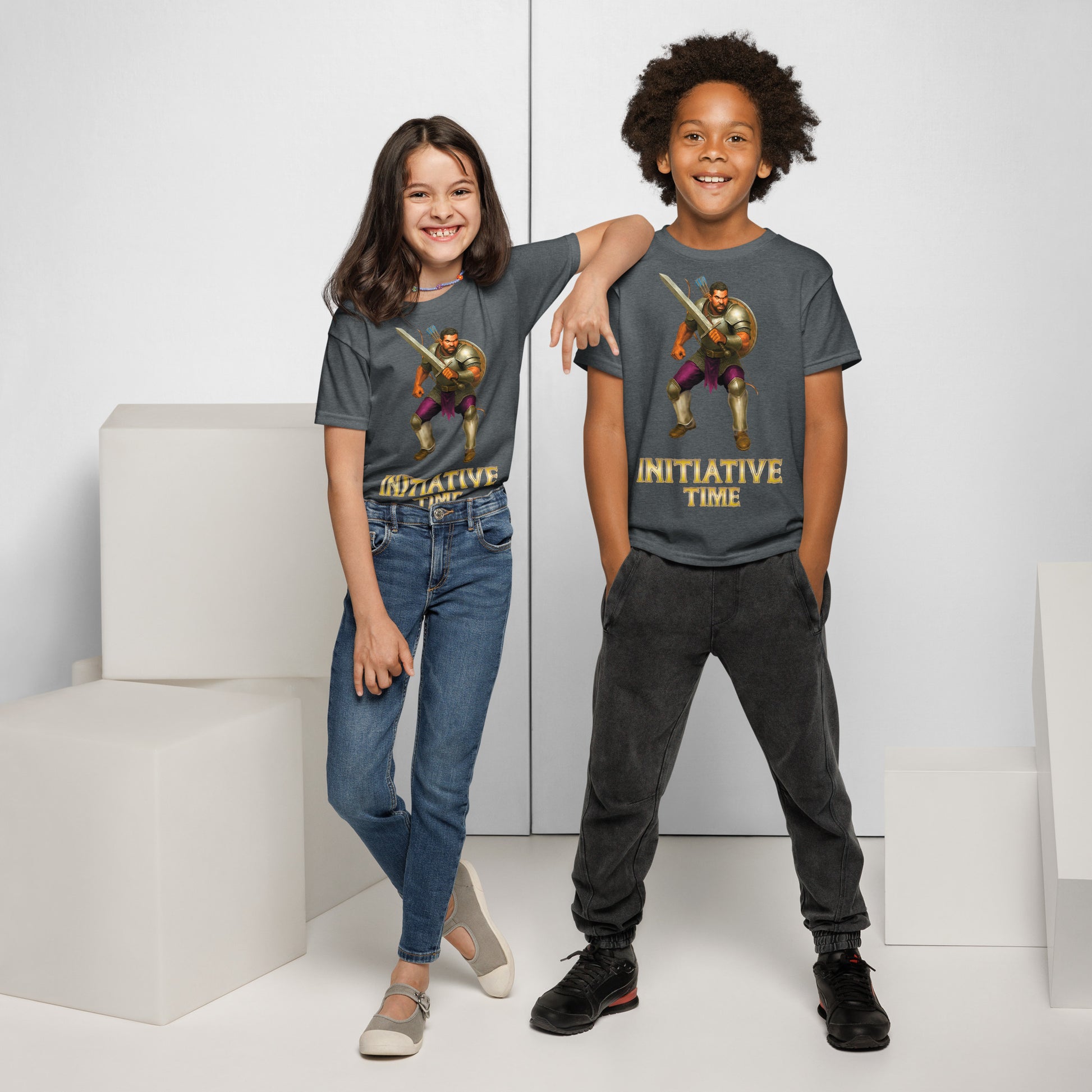 Initiative Time Human Fighter Youth T-Shirt - DnD RPG Merchandise - Backspindle Games