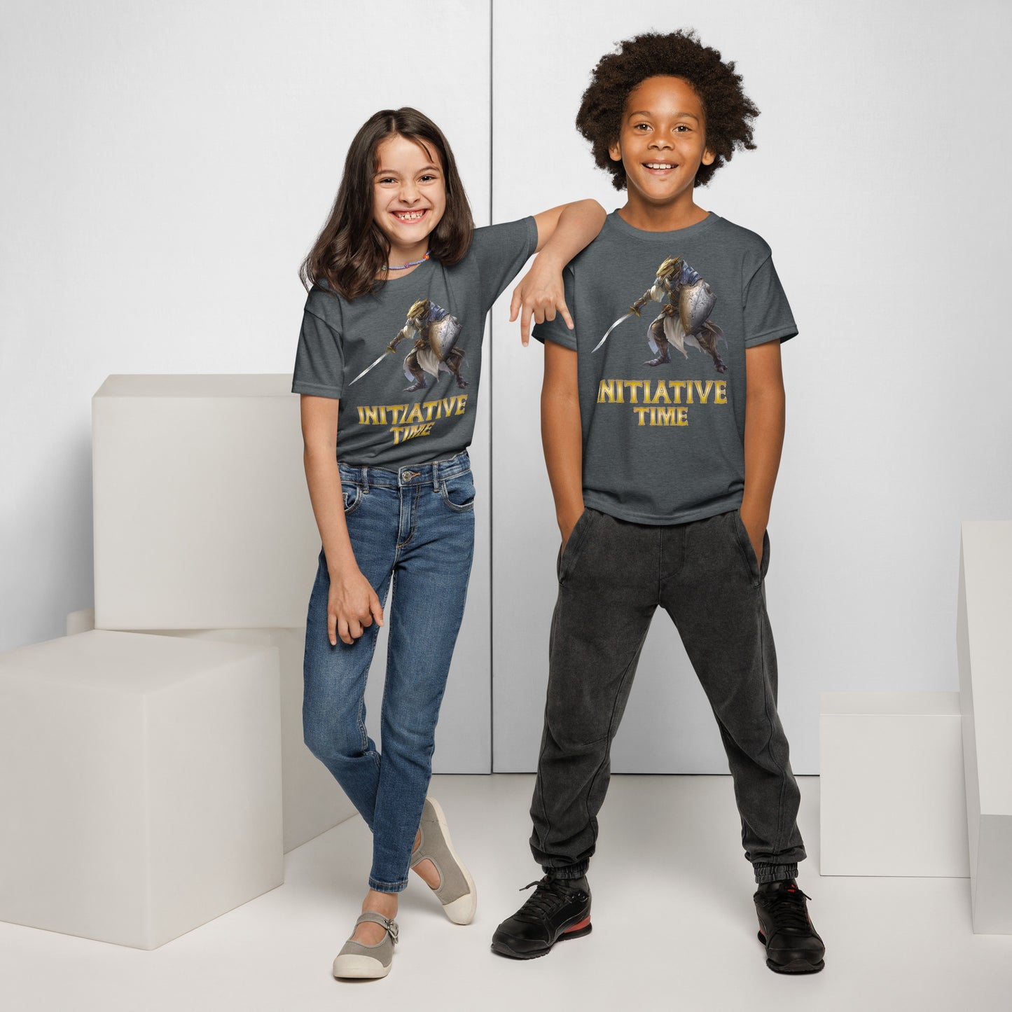 Initiative Time Dragonborn Paladin Youth T-Shirt - DnD RPG Merchandise - Backspindle Games