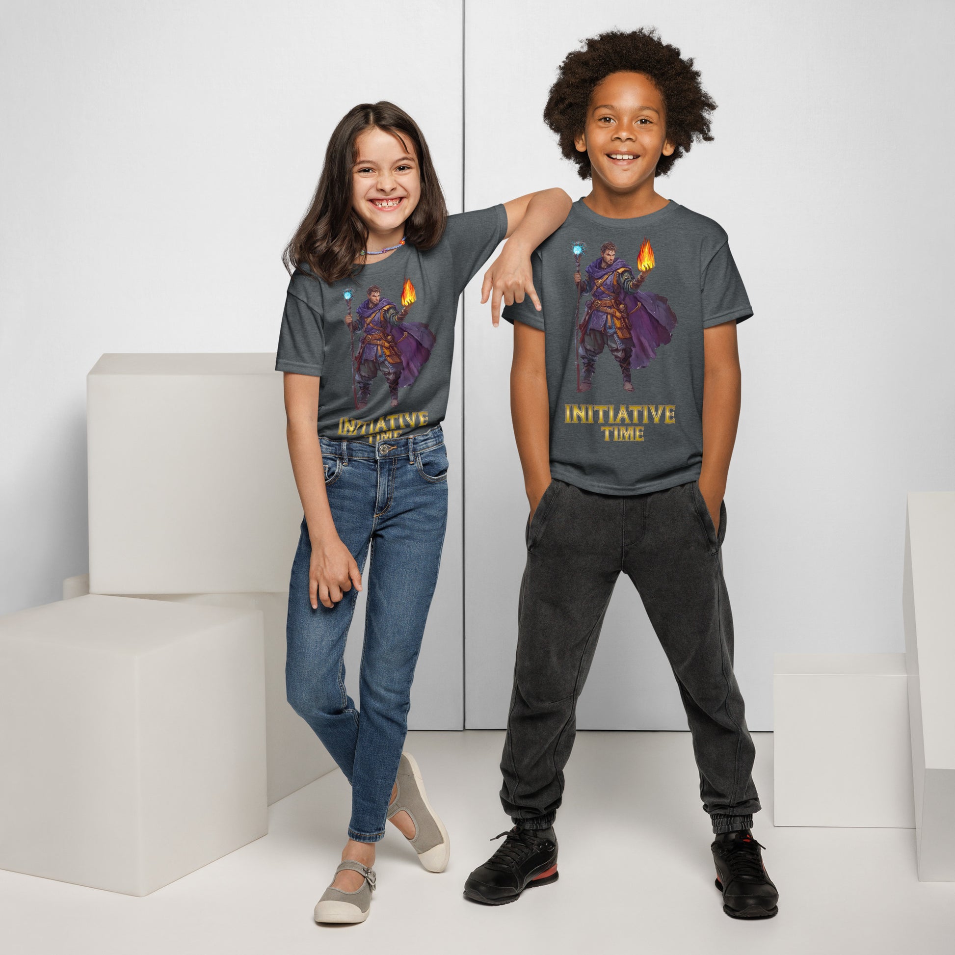 Initiative Time Human Sorcerer Youth T-Shirt - DnD RPG Merchandise - Backspindle Games