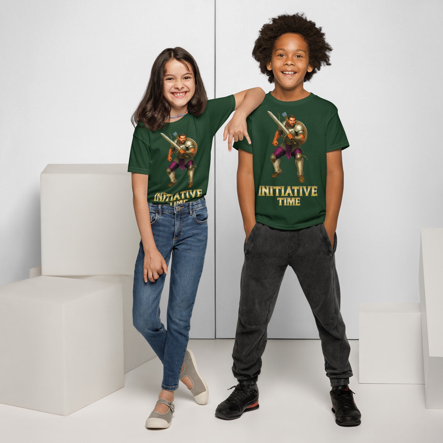 Initiative Time Human Fighter Youth T-Shirt - DnD RPG Merchandise - Backspindle Games