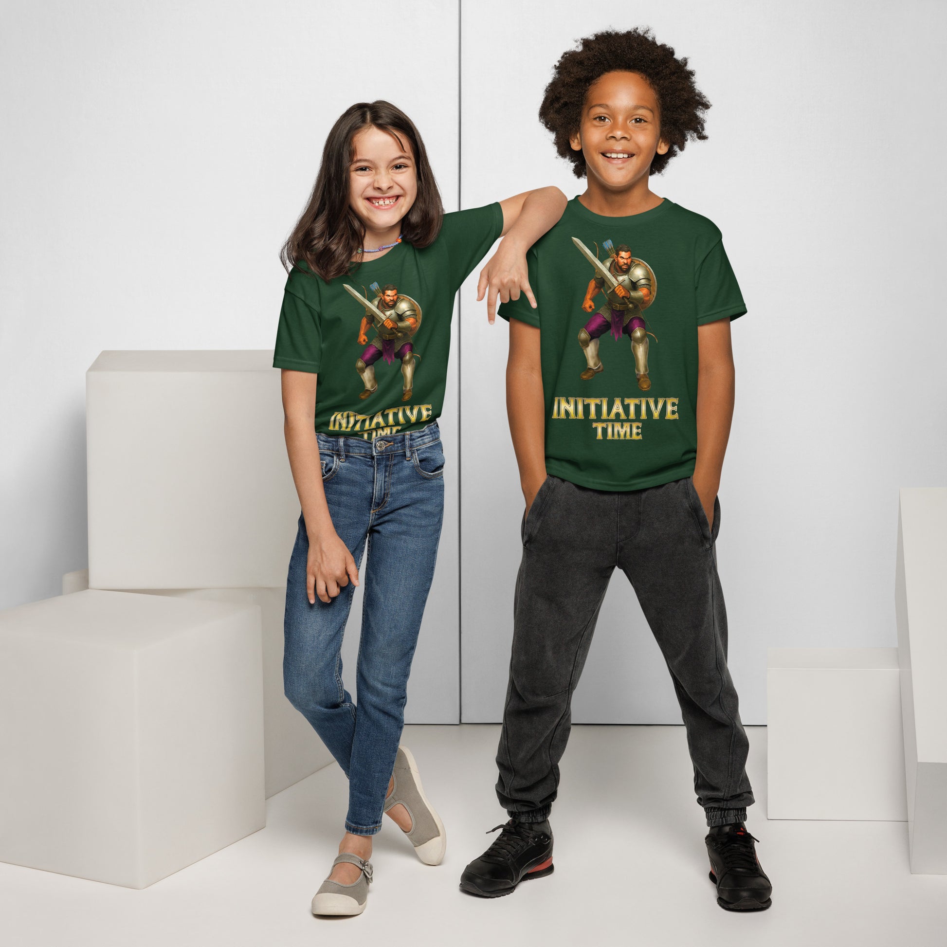 Initiative Time Human Fighter Youth T-Shirt - DnD RPG Merchandise - Backspindle Games