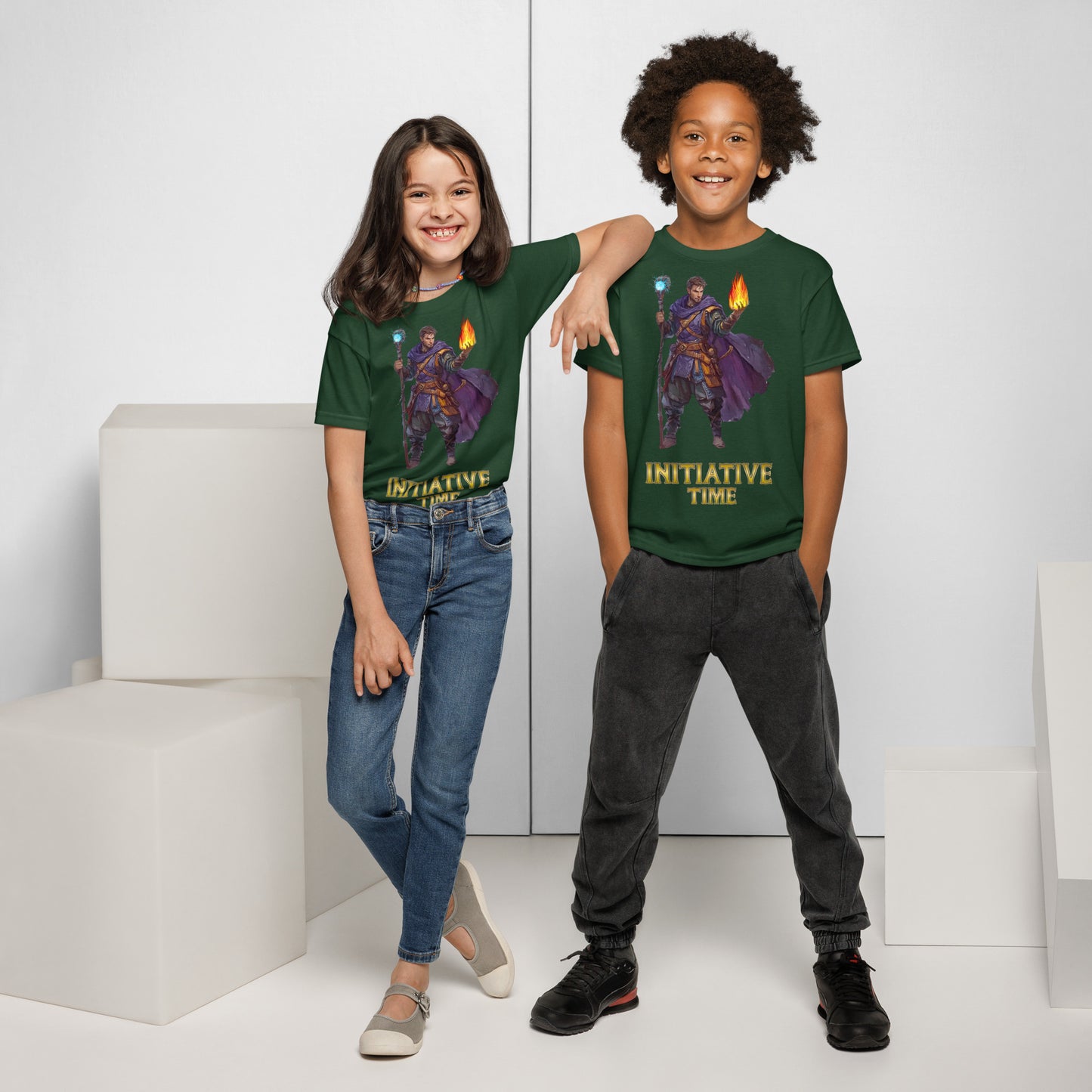 Initiative Time Human Sorcerer Youth T-Shirt - DnD RPG Merchandise - Backspindle Games
