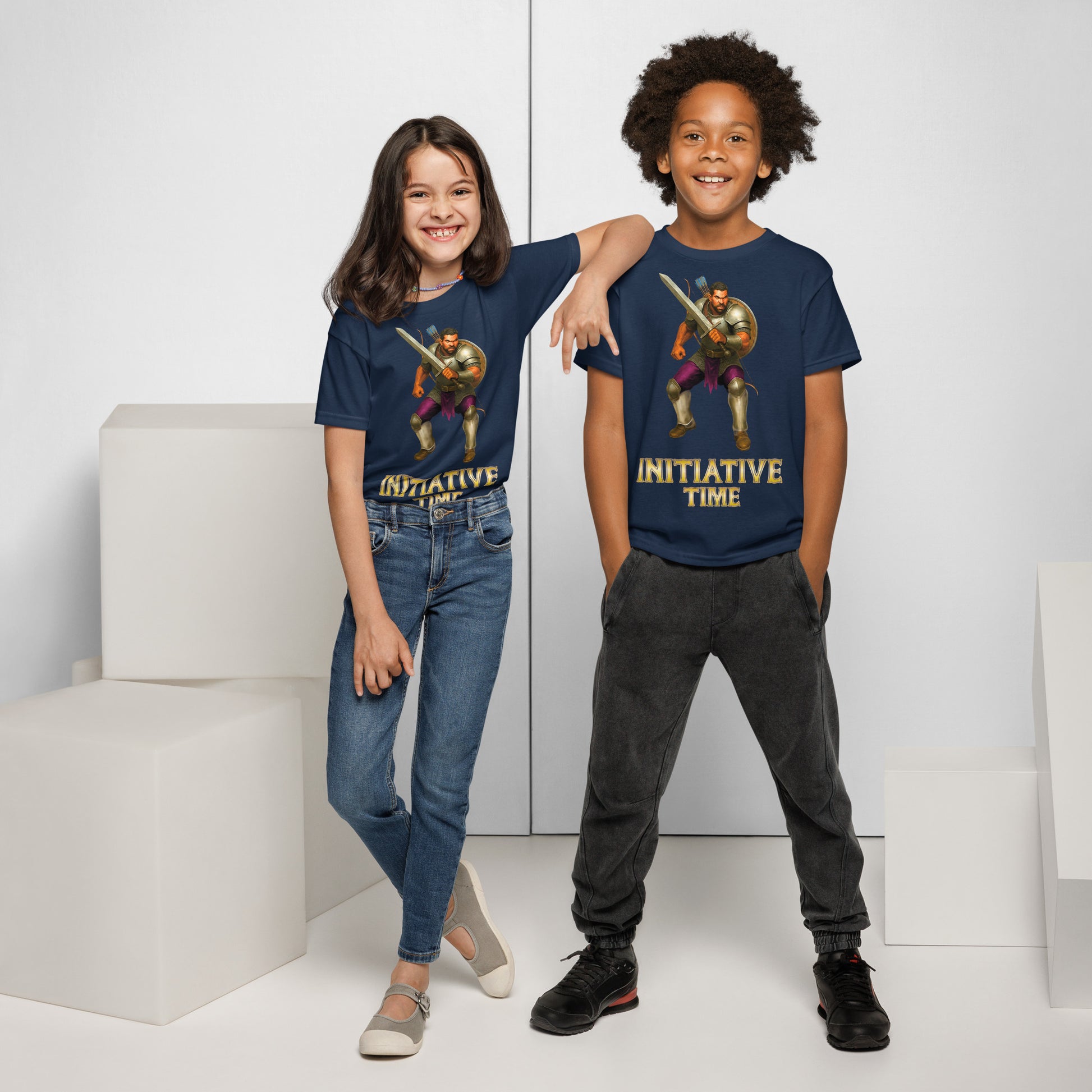 Initiative Time Human Fighter Youth T-Shirt - DnD RPG Merchandise - Backspindle Games